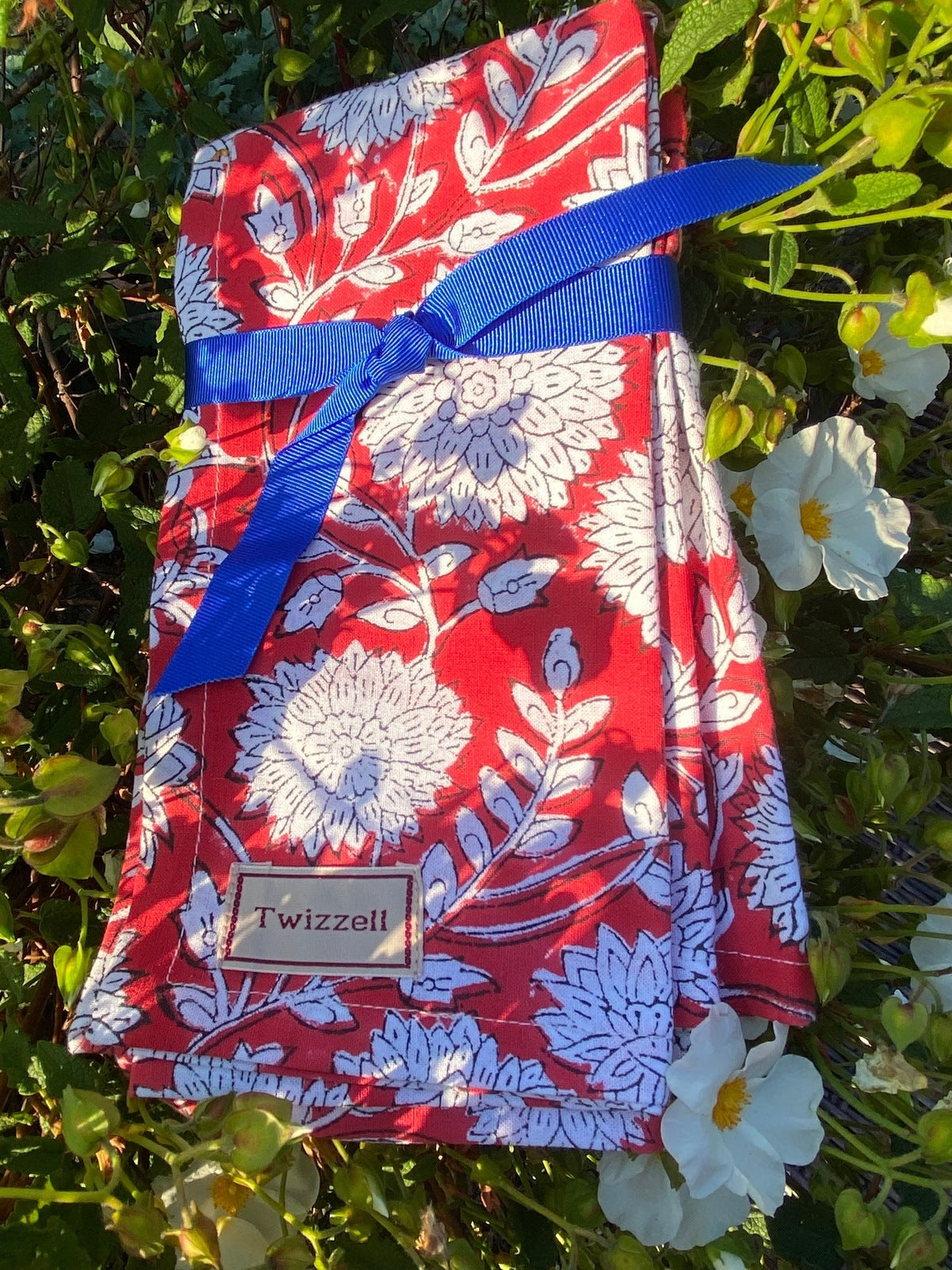 Indian Block Print Napkins Set of 4 - Red and White