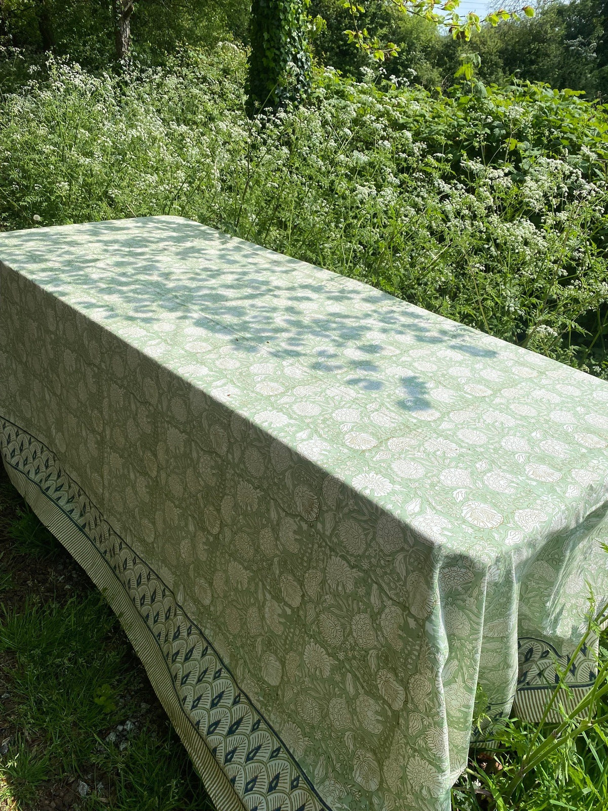 Indian Block Print Tablecloth - Pistachio