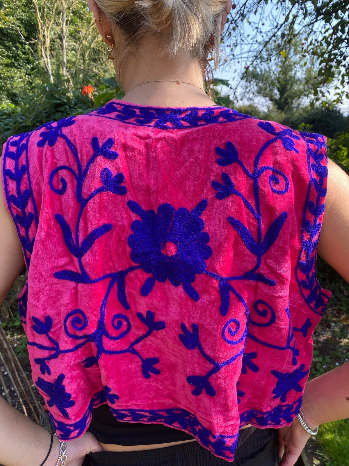 Reversible Cropped Waistcoat - Fuscia