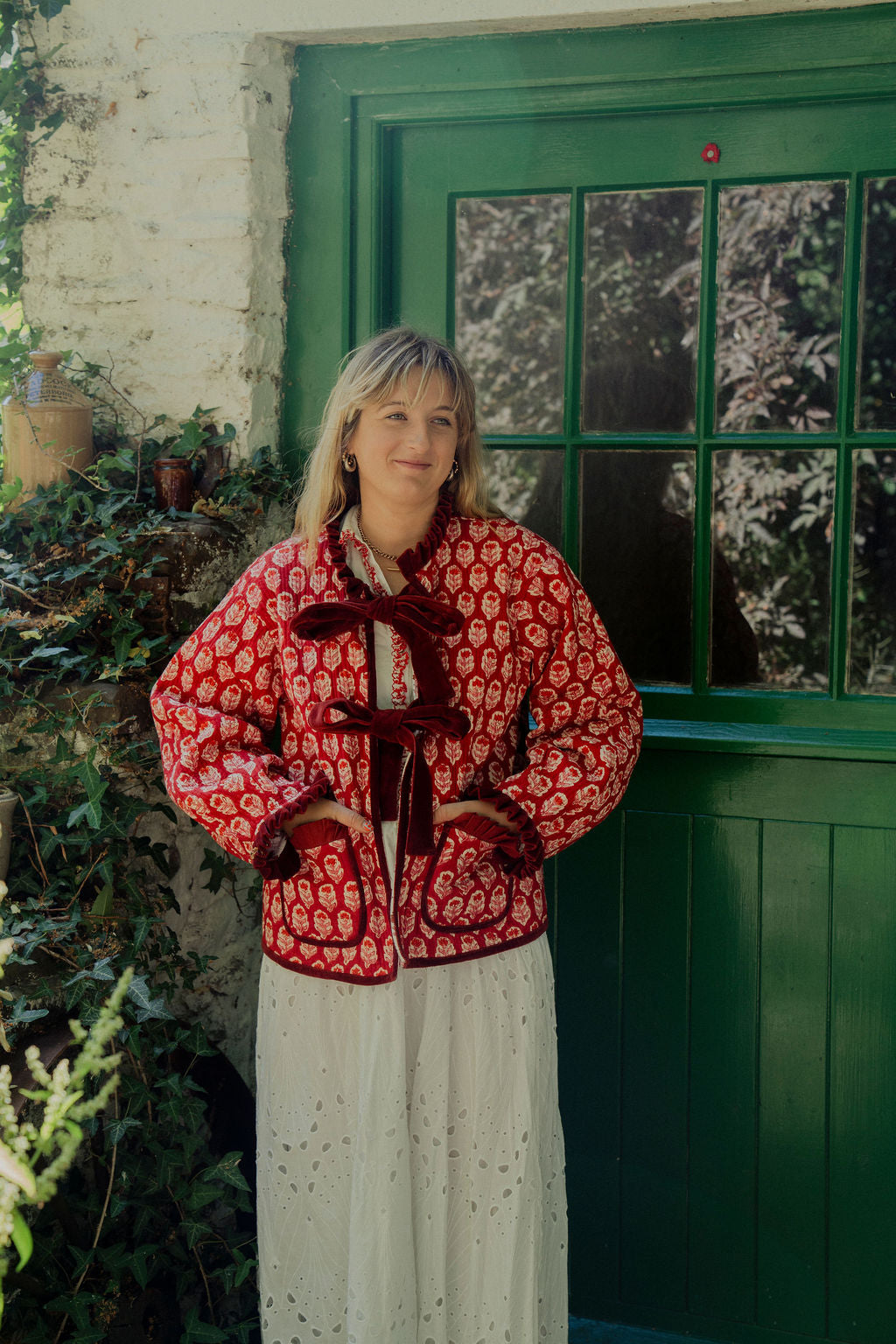Liv Reversible Jacket - Red with Pink Flower