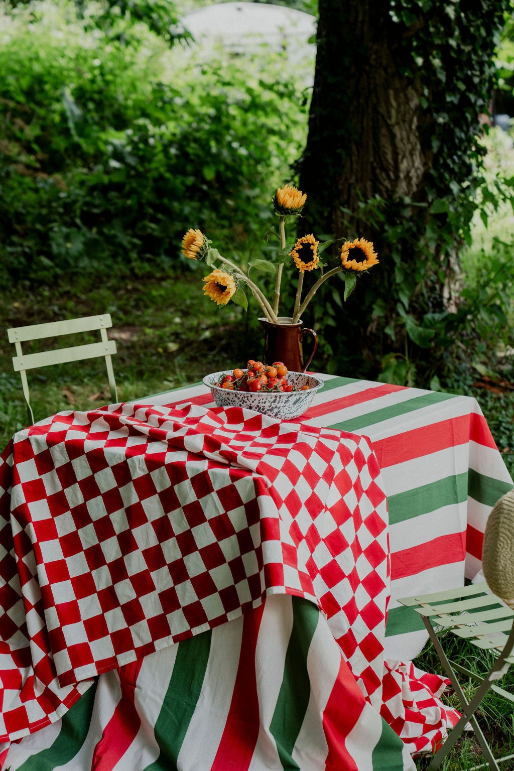 Red and White Checkerboard Tablecloth