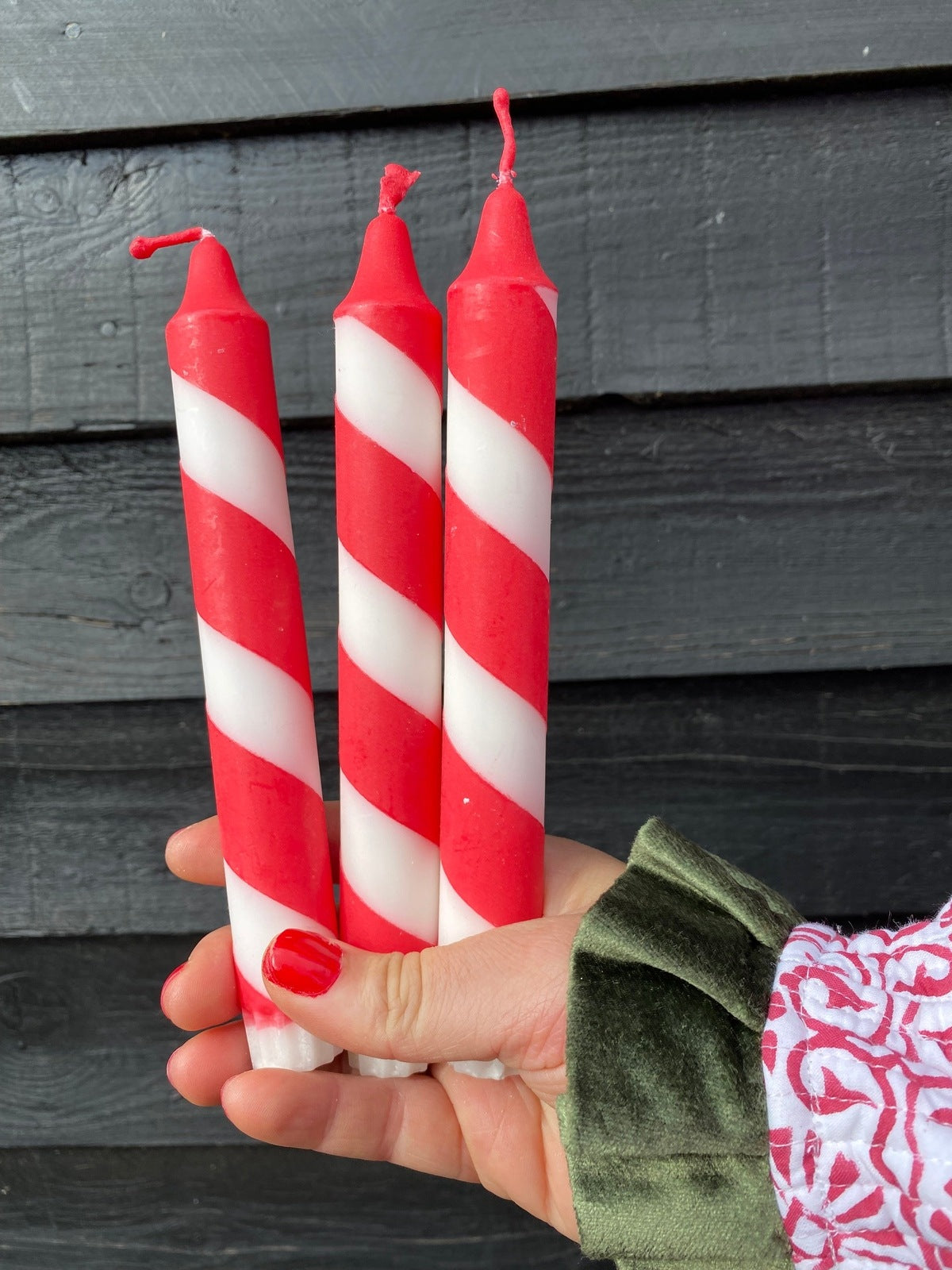Red and White Candy Cane Candle