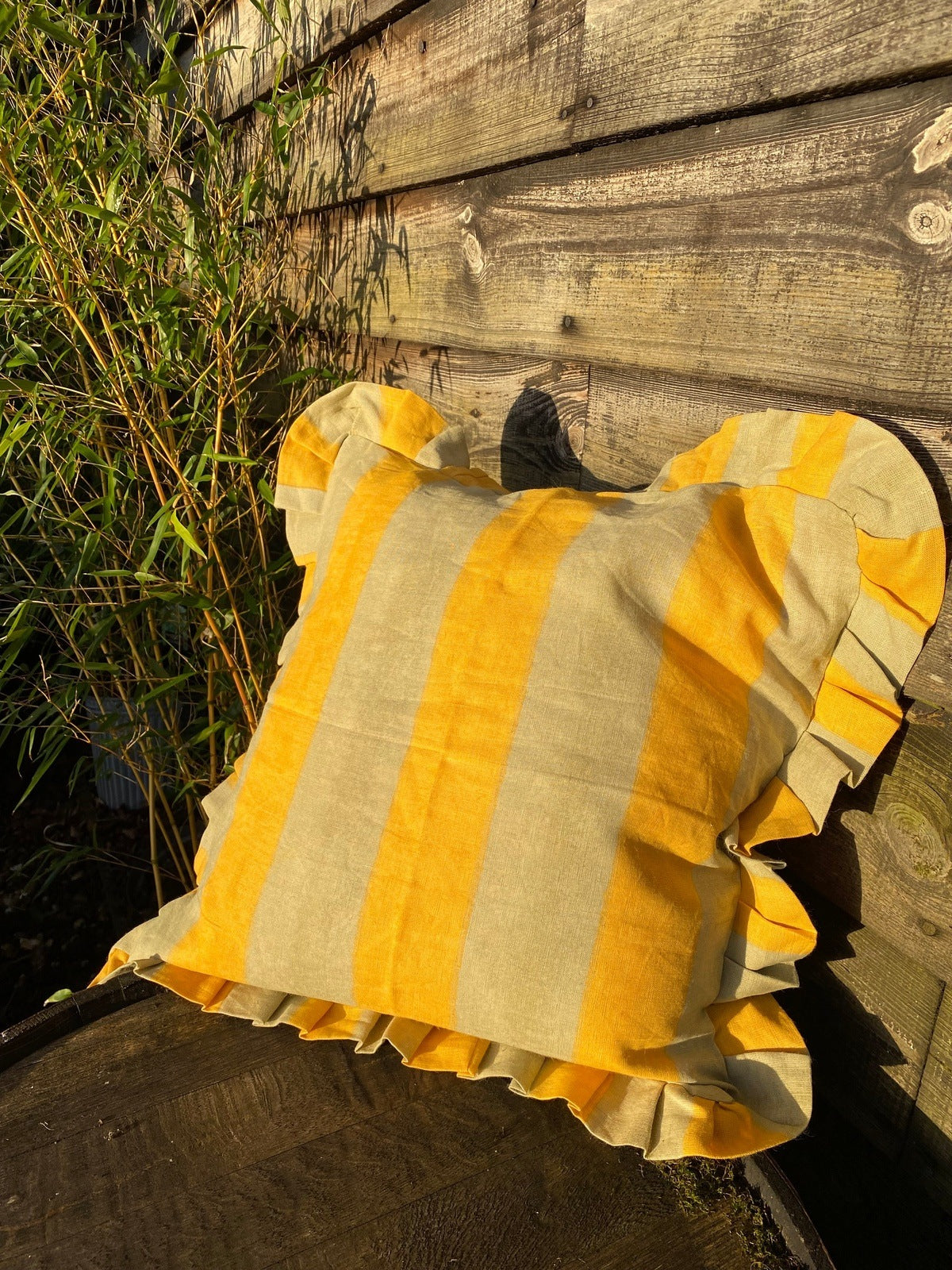Ruffle Linen Cushion Cover - Yellow