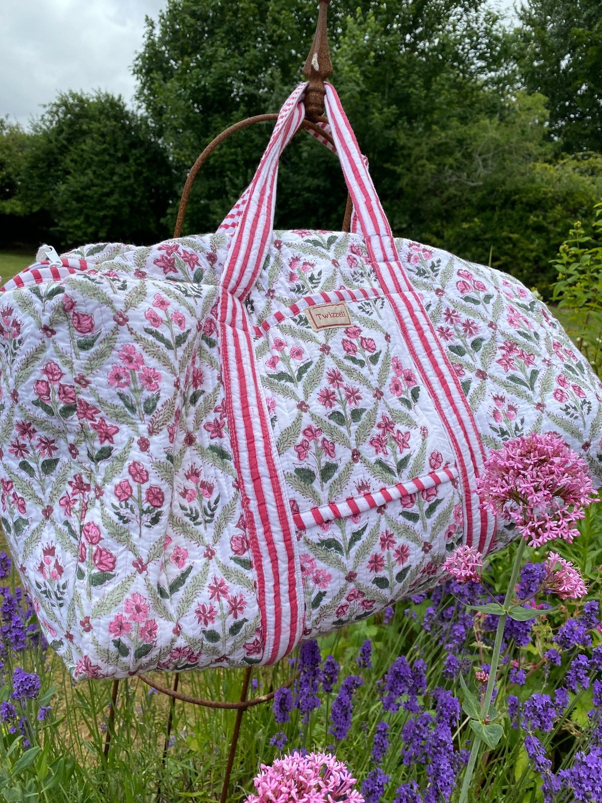 Indian Block Print Weekend Bag - Pink Diamond