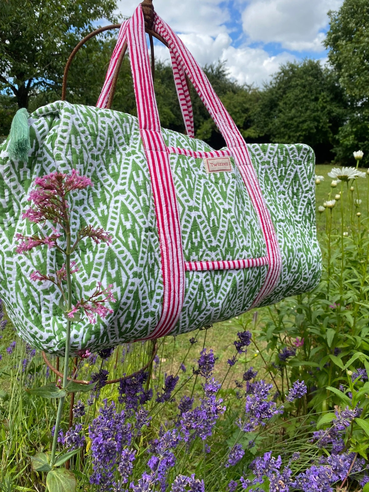 Indian Block Print Weekend Bag - Green