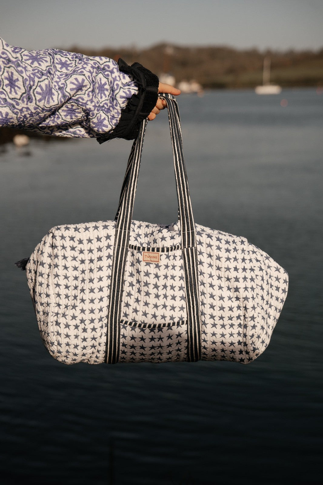 Indian Block Print Weekend Bag - Blue Star