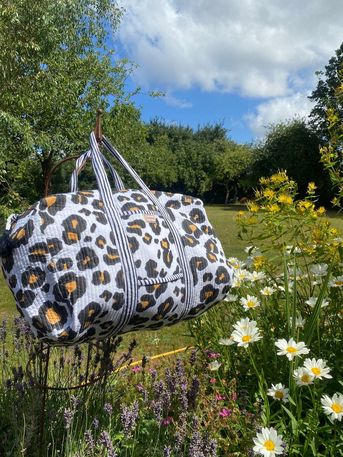 Indian Block Print Weekend Bag - Leopard