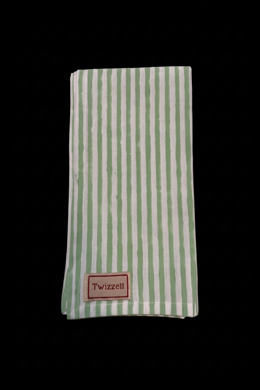 Sage and White Pinstripe Napkin x 4