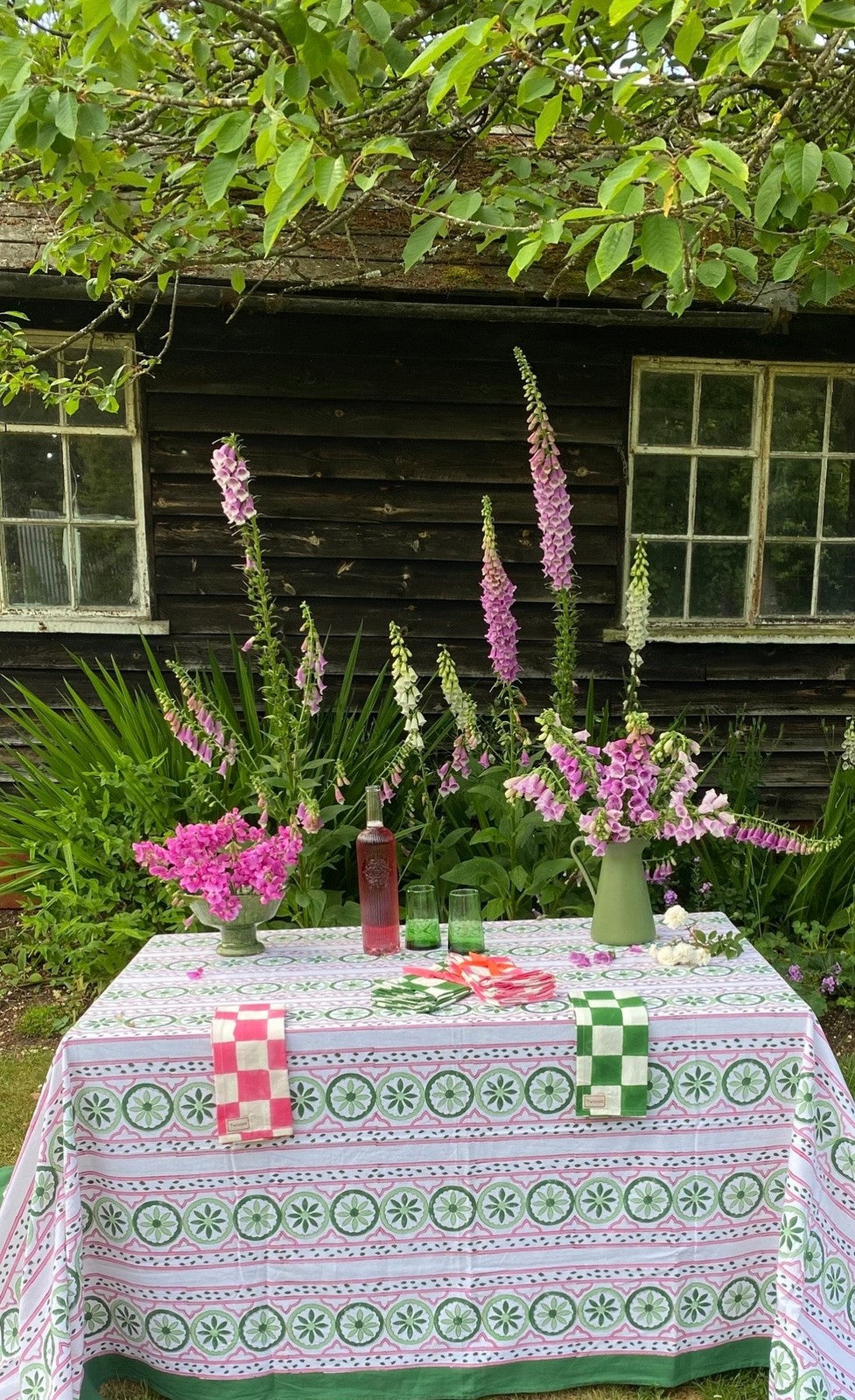 Sicilian Tablecloth - Pink and Green