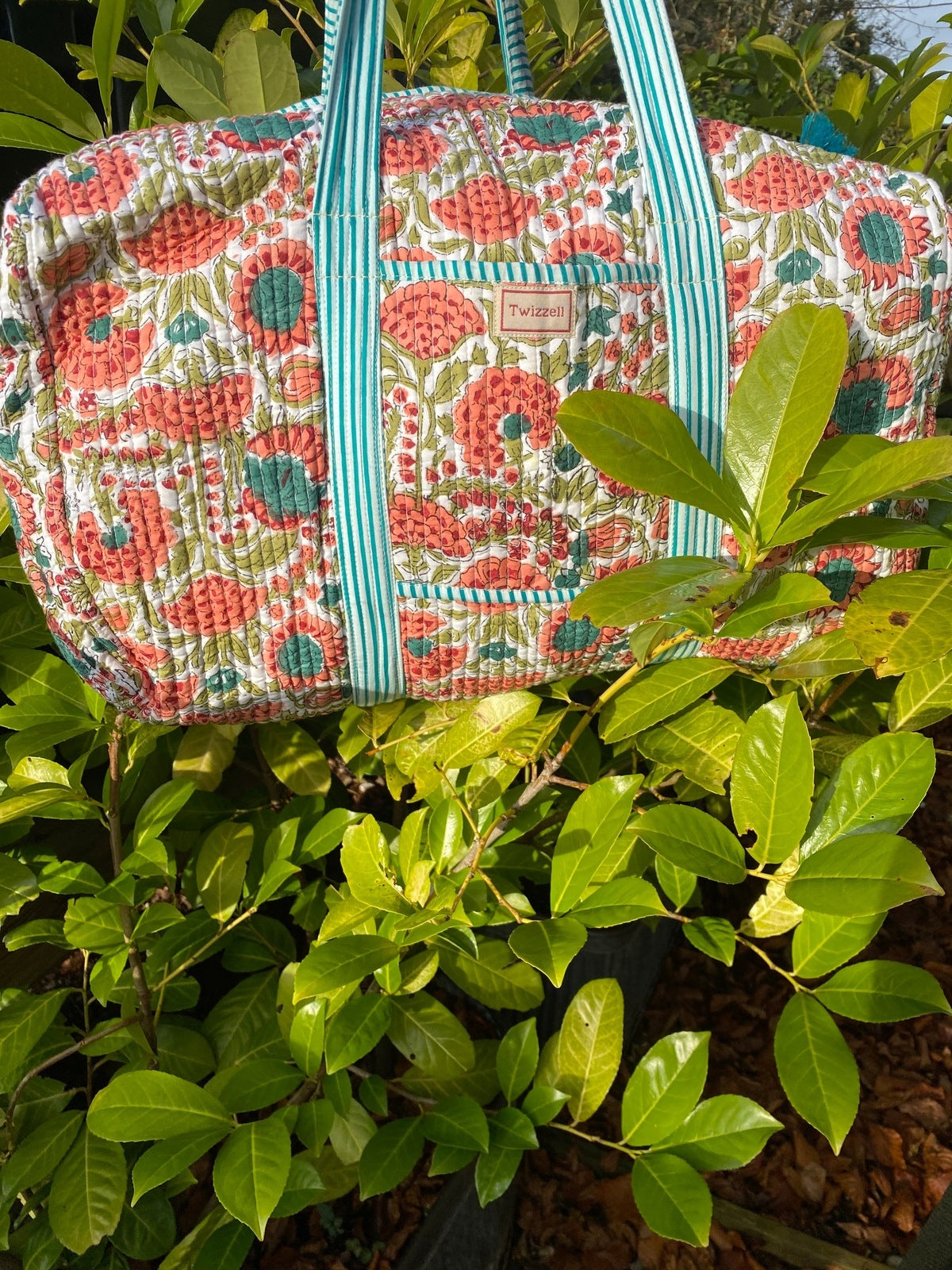 Indian Block Print Weekend Bag - Apricot