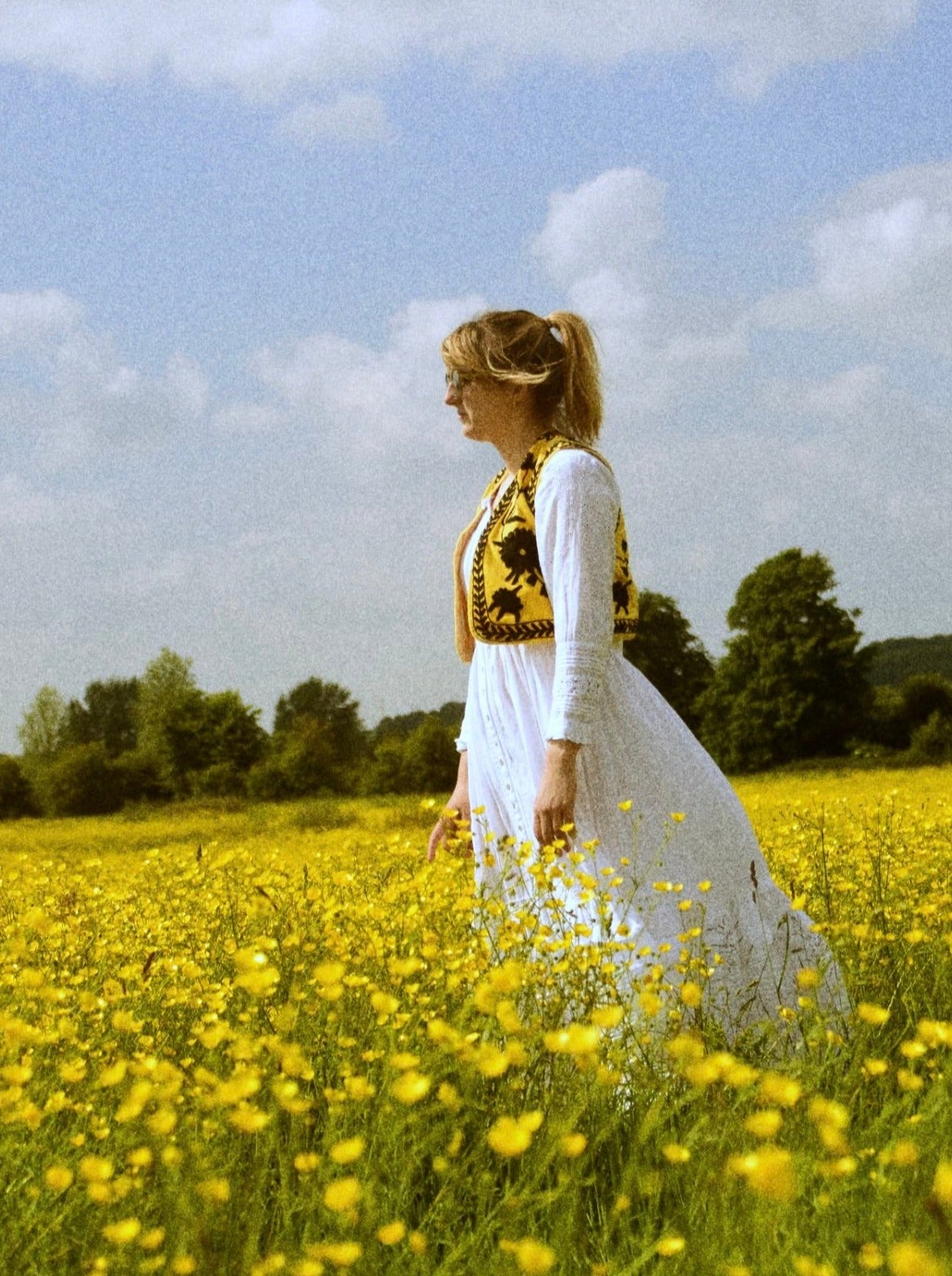 Reversible Cropped Waistcoat - Yellow