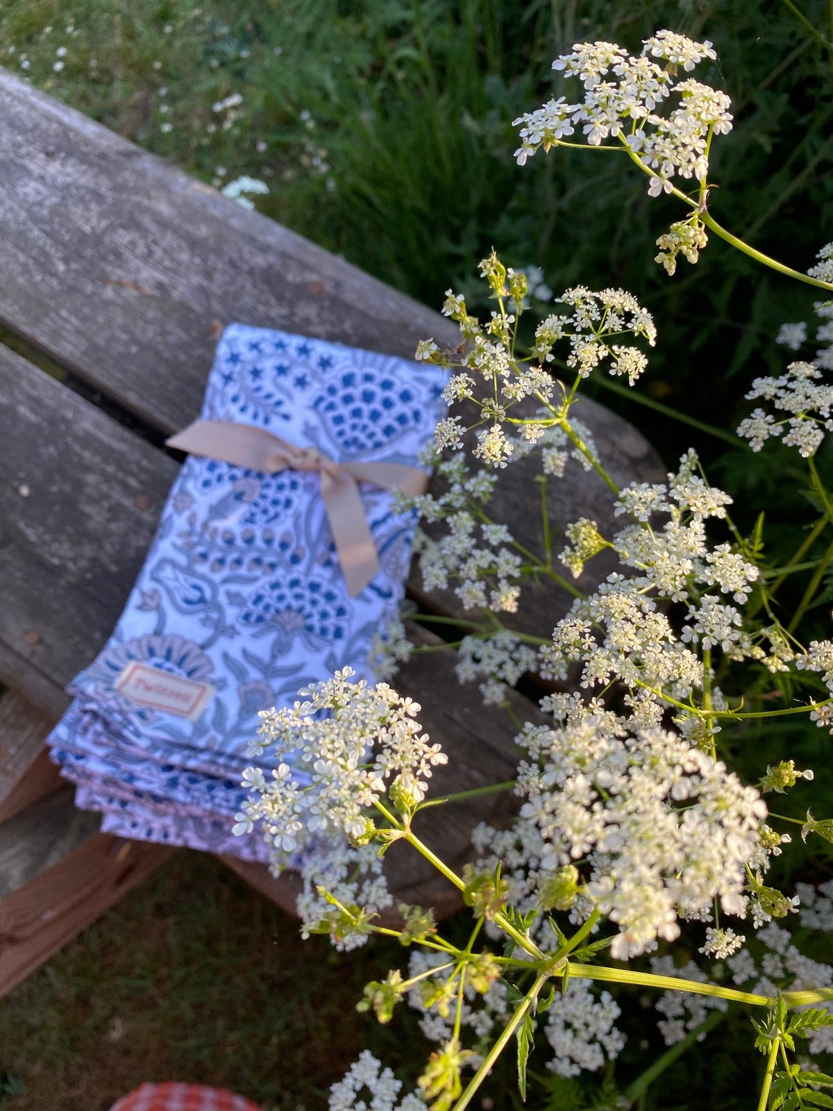 Indian Block Print Napkins Set of 4 - White and Grey