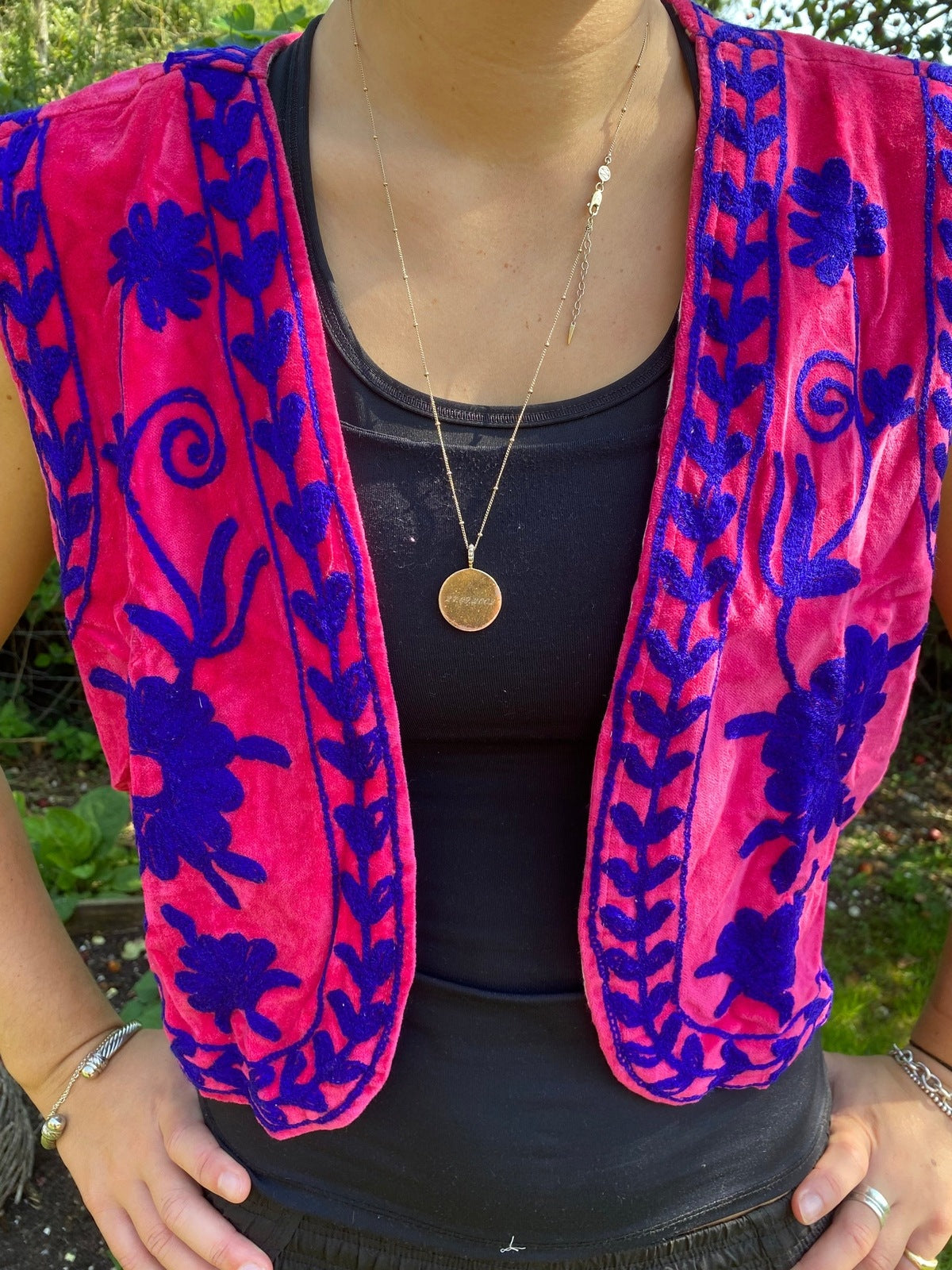 Reversible Cropped Waistcoat - Fuscia