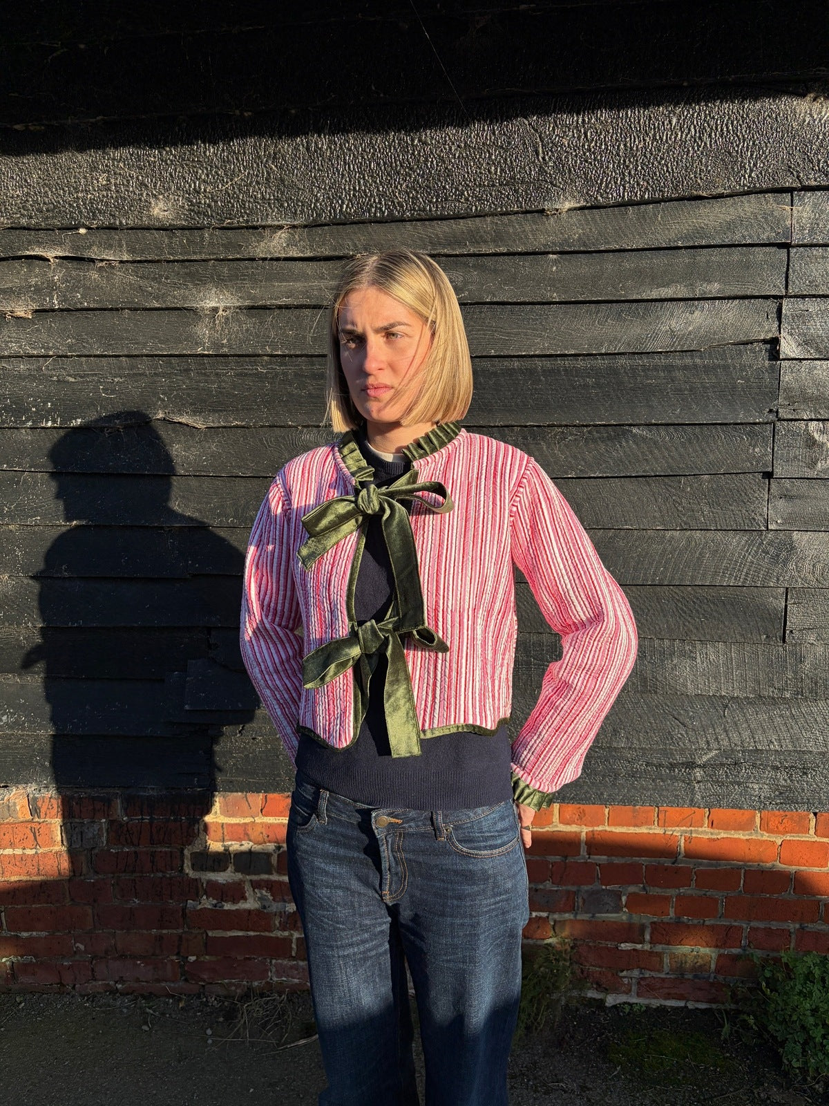 Reversible Jacket - Floral with Pink and Red Stripe