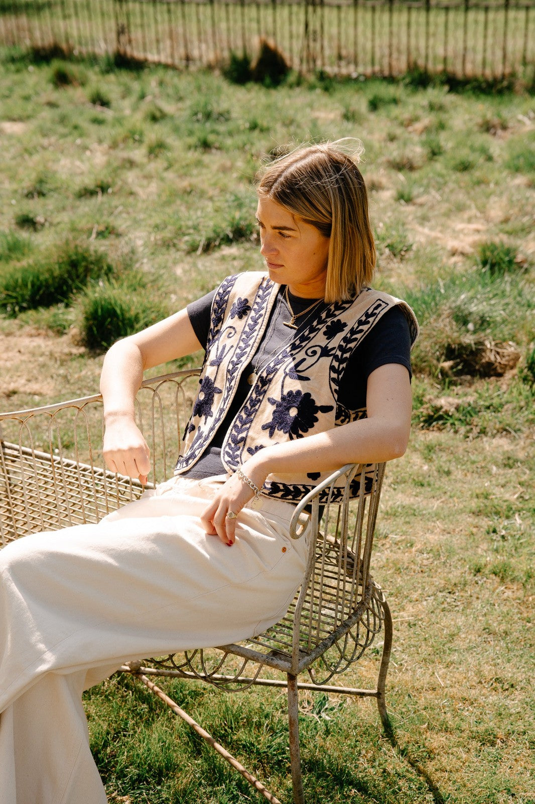 Reversible Cropped Waistcoat - Beige