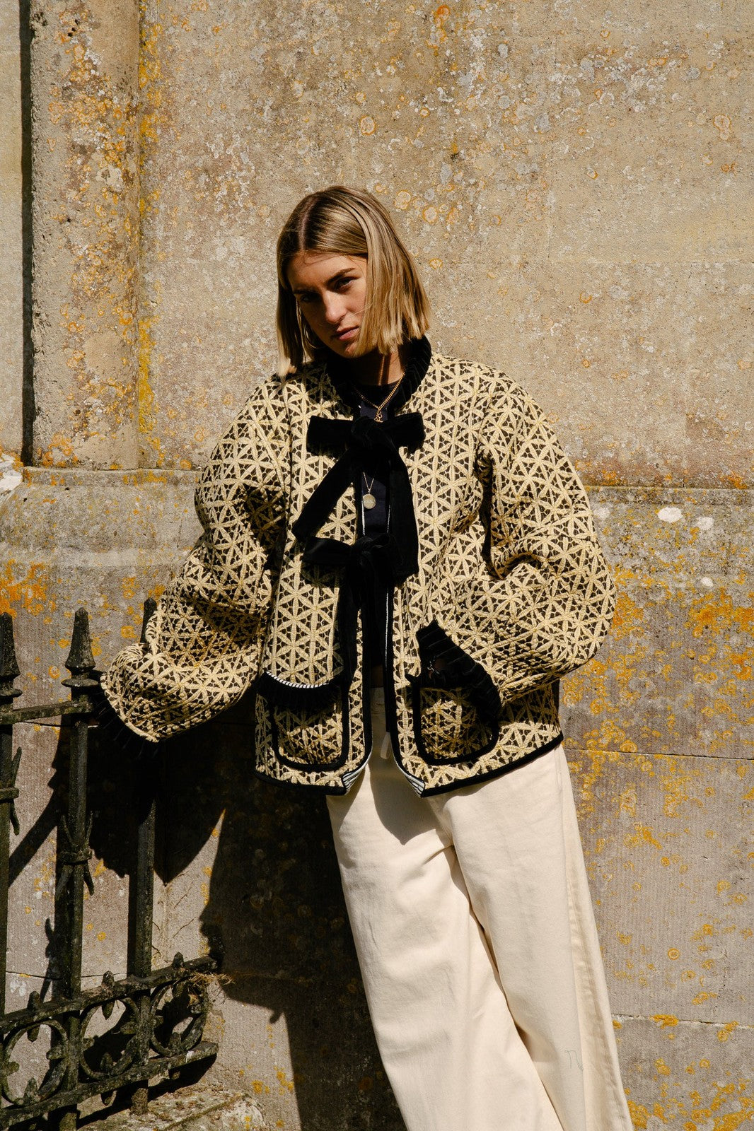 Reversible Jacket - Mustard/Black Cotton Block Print