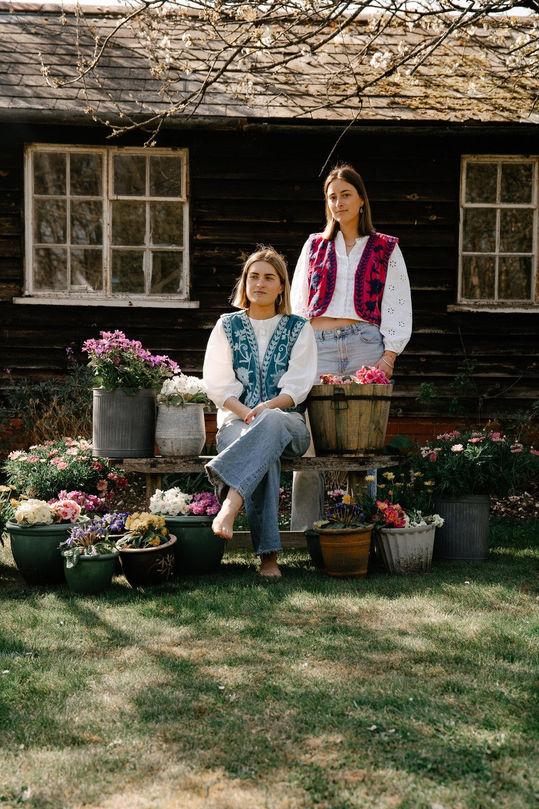 Reversible Cropped Waistcoat - Hot Pink and Blue