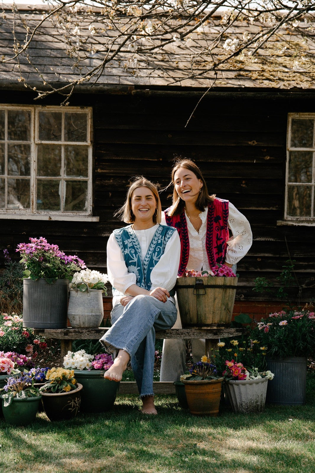 Reversible Cropped Waistcoat - Hot Pink and Blue