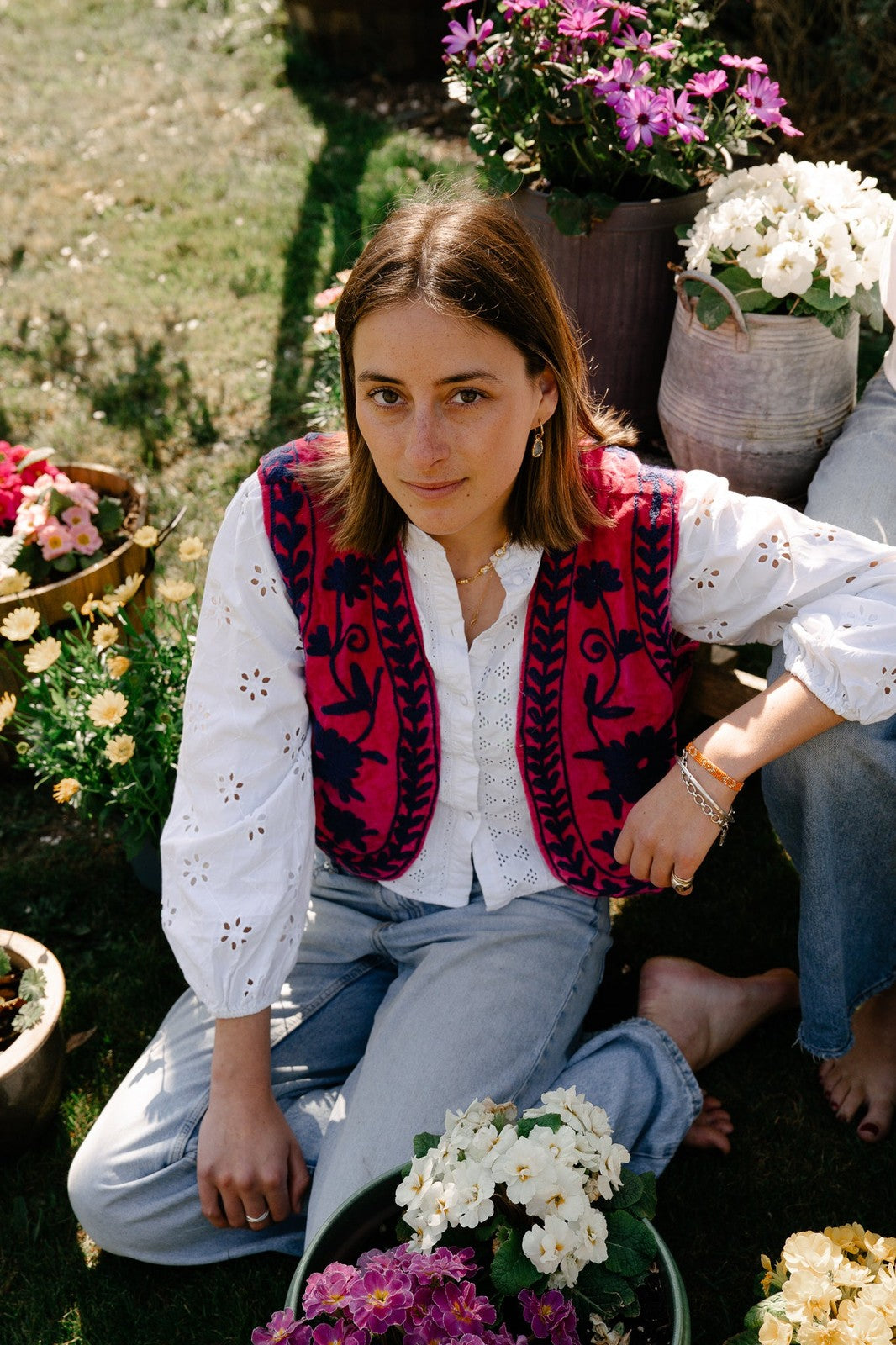 Reversible Cropped Waistcoat - Hot Pink and Blue