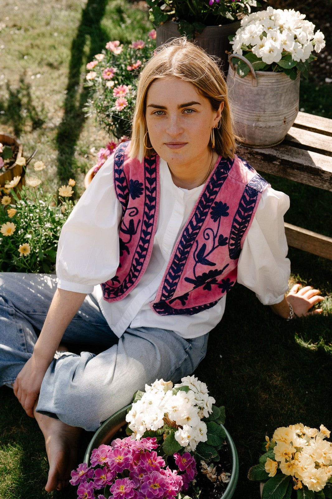 Reversible Cropped Waistcoat - Pale Pink