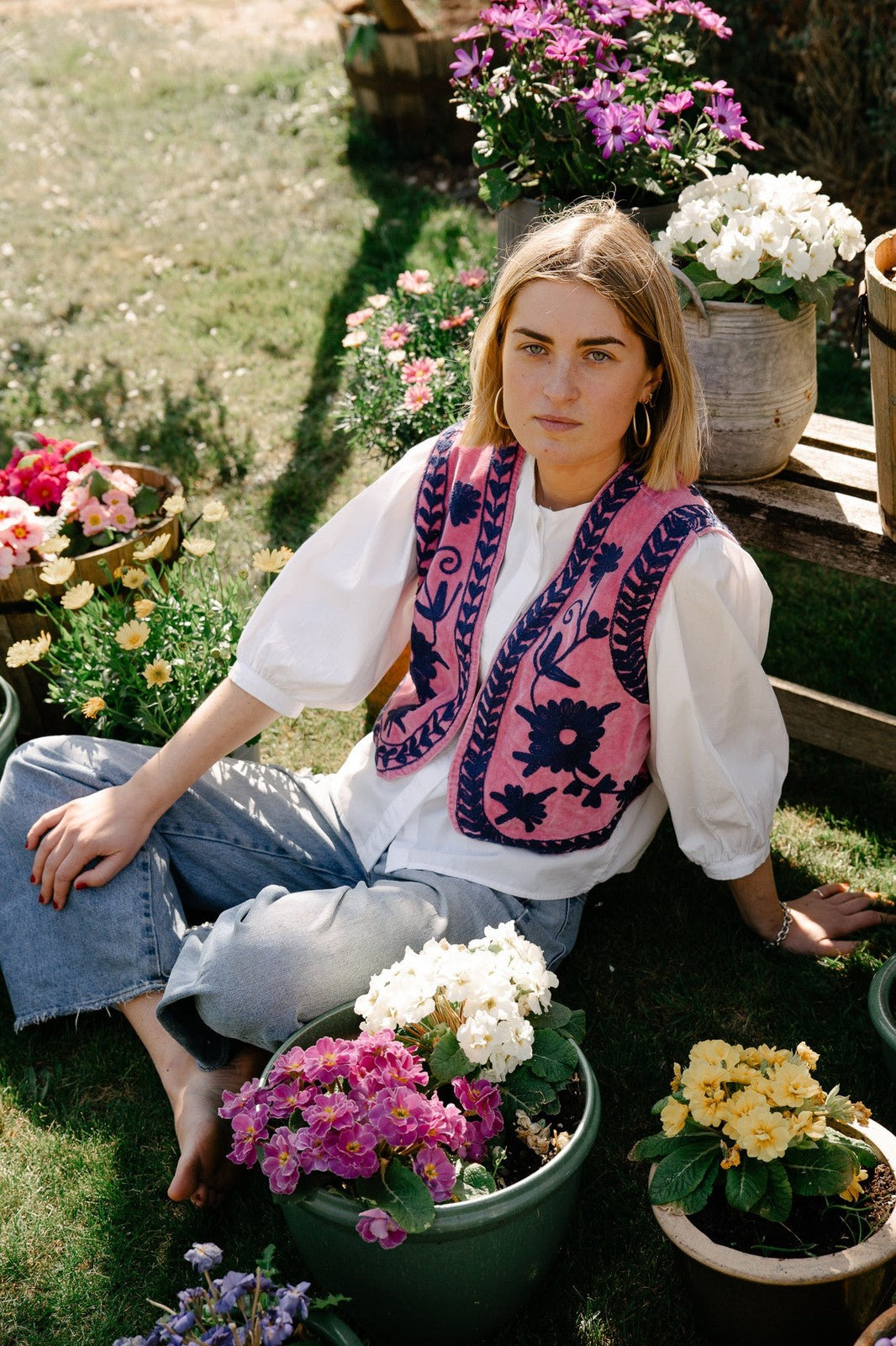 Reversible Cropped Waistcoat - Pale Pink