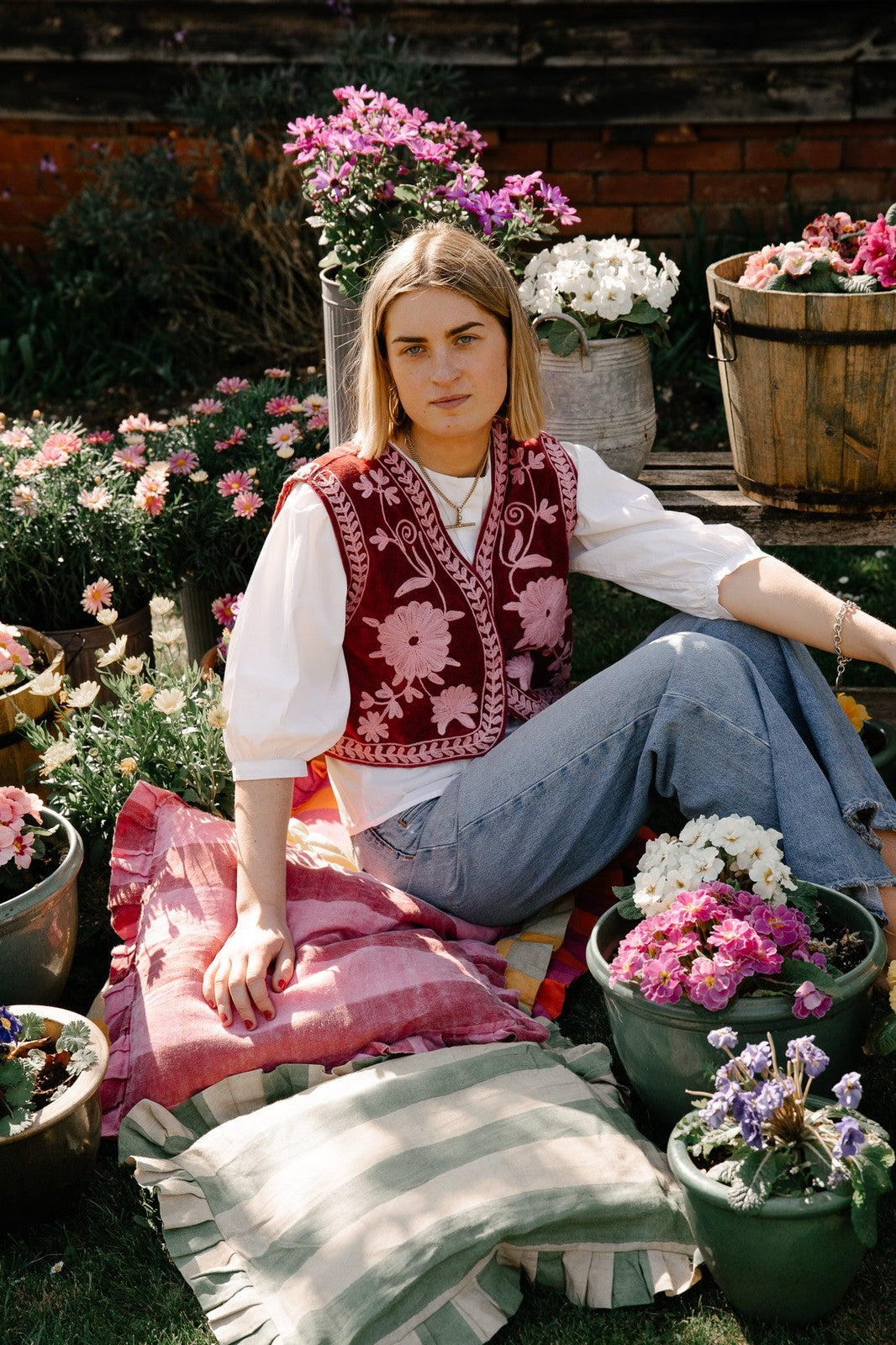 Reversible Cropped Waistcoat - Pink and Pale Pink