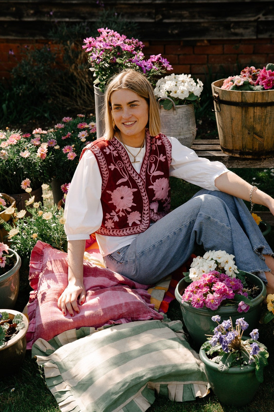 Reversible Cropped Waistcoat - Pink and Pale Pink