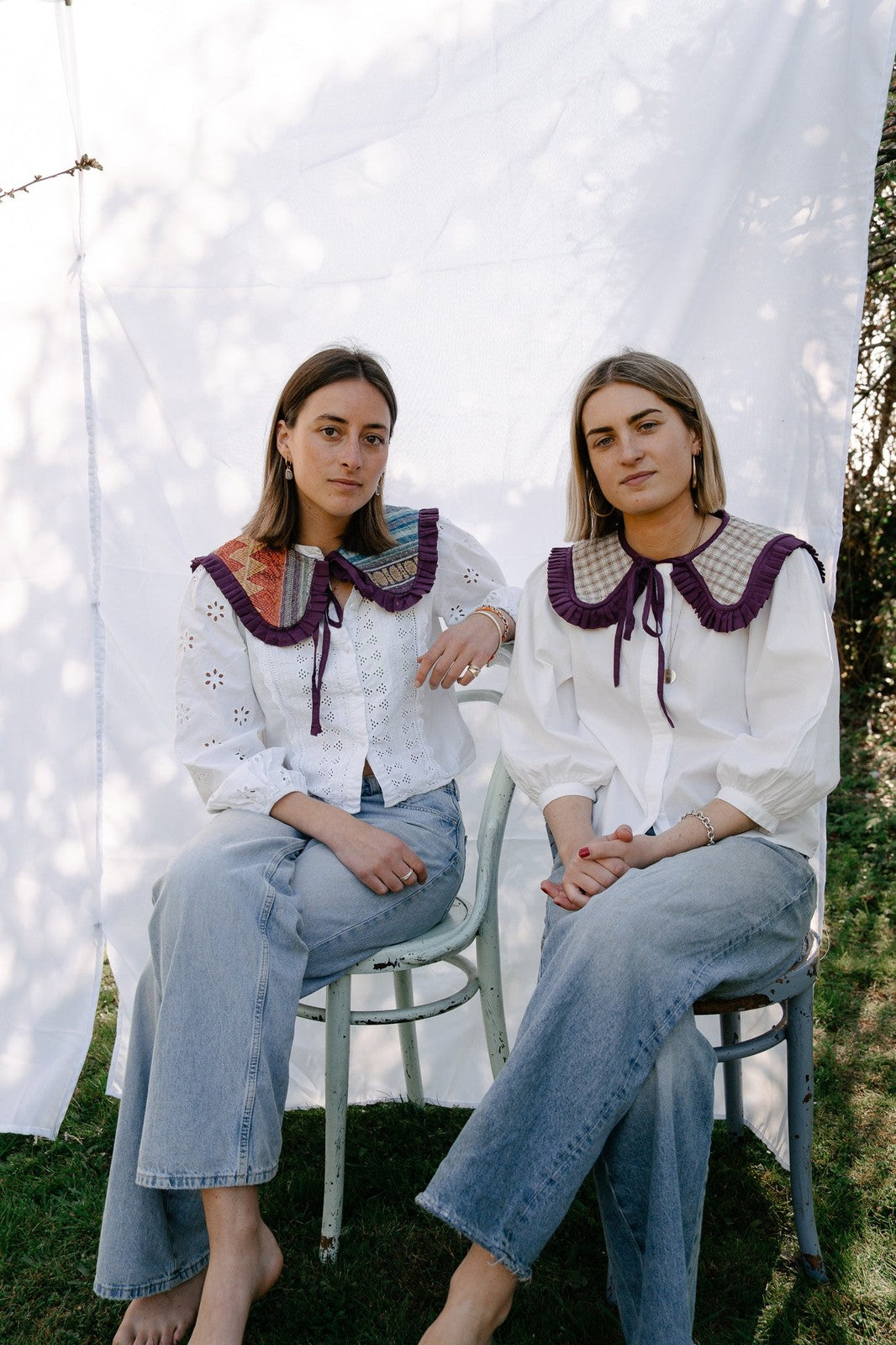 Reversible Kantha Sailor Collar Purple