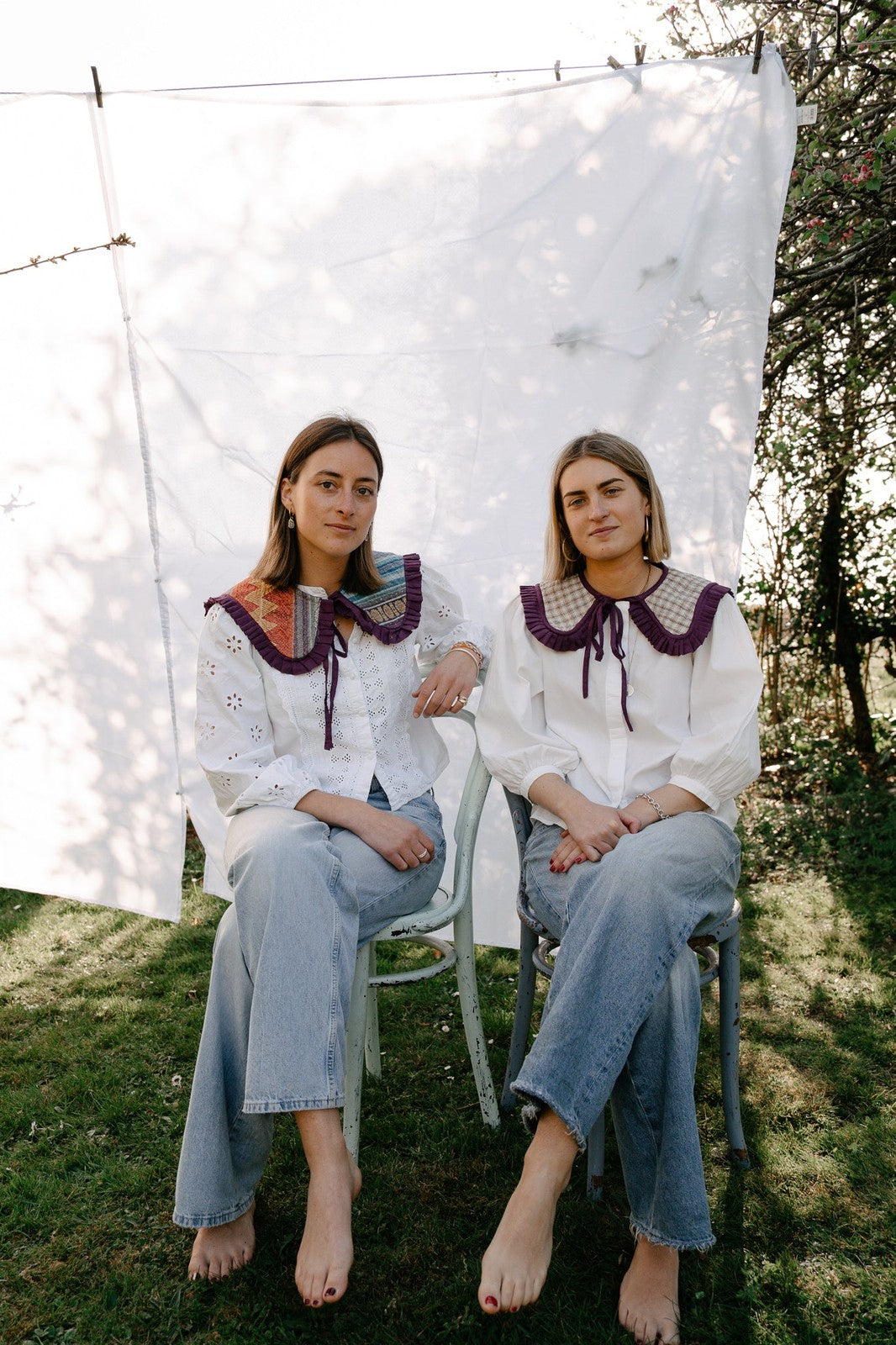 Reversible Kantha Sailor Collar Purple