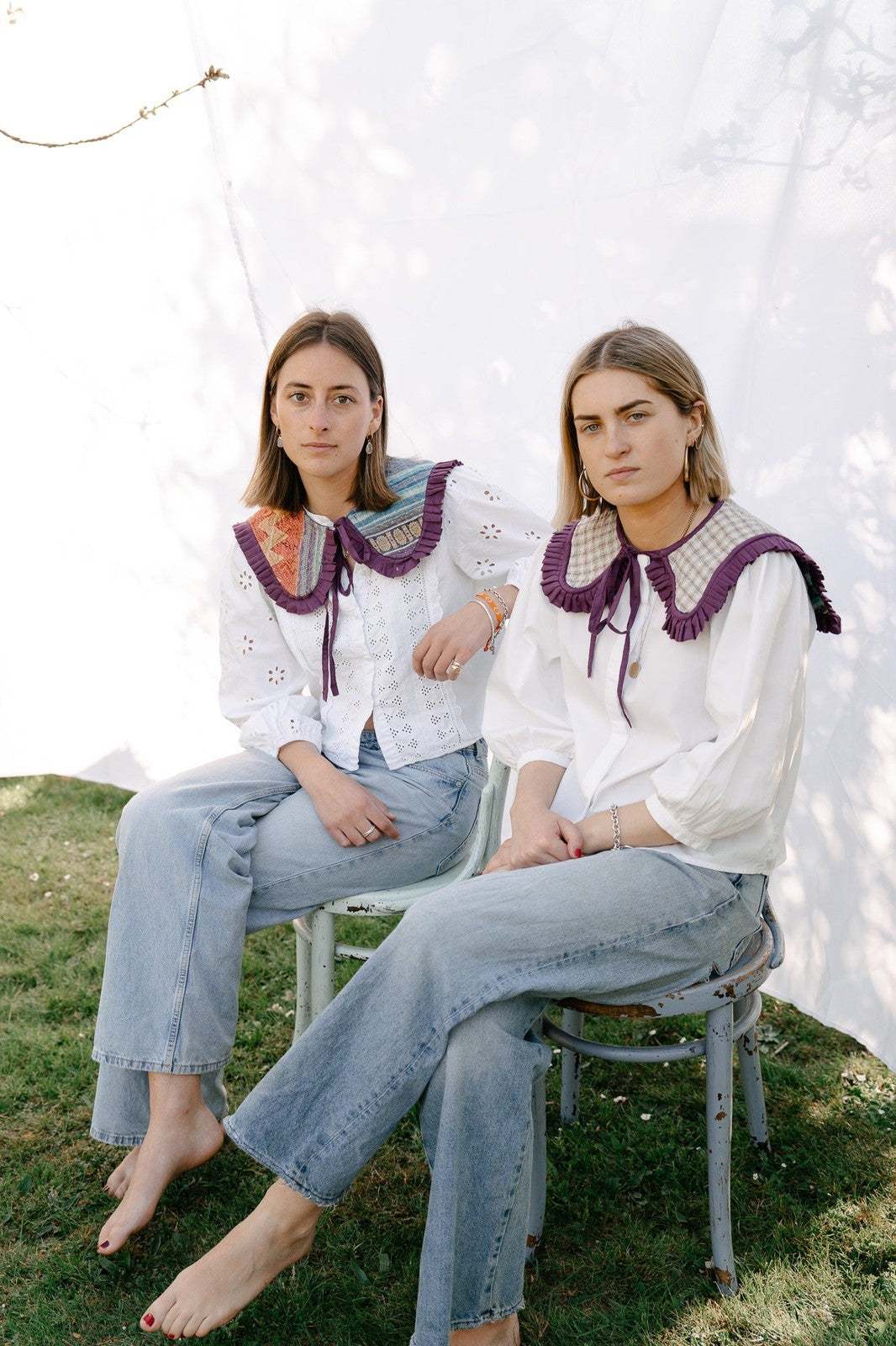 Reversible Kantha Sailor Collar Purple