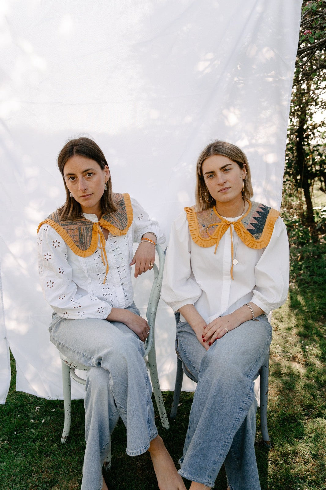 Reversible Kantha Sailor Collar Yellow