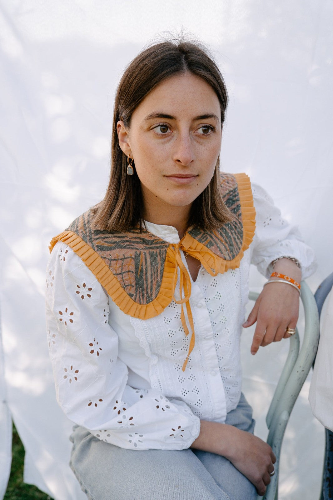 Reversible Kantha Sailor Collar Yellow