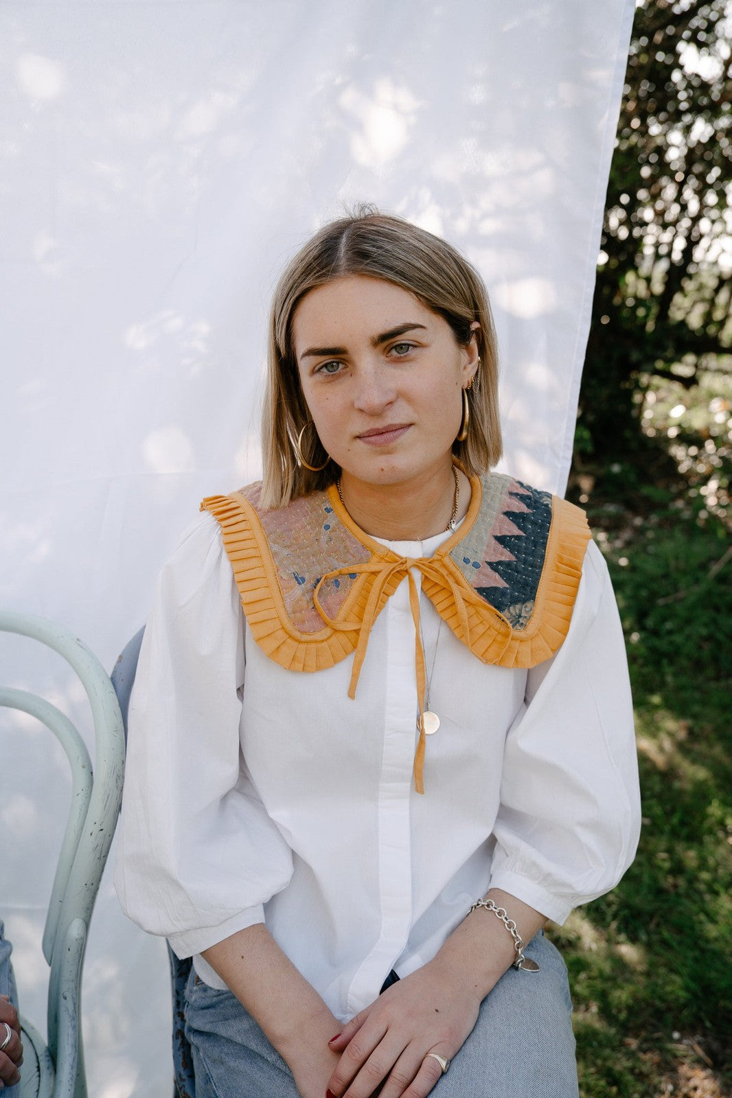 Reversible Kantha Sailor Collar Yellow