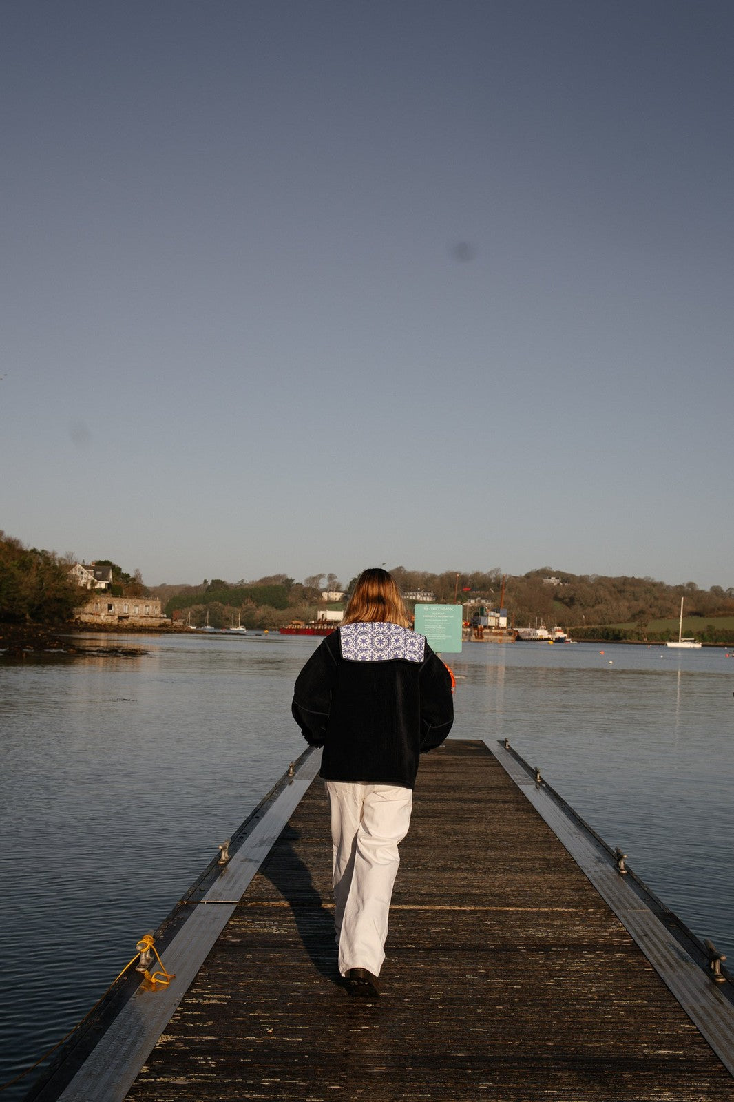 Reversible Sailor Collar Jacket - Navy Velvet and Mauve Geometric Block Print