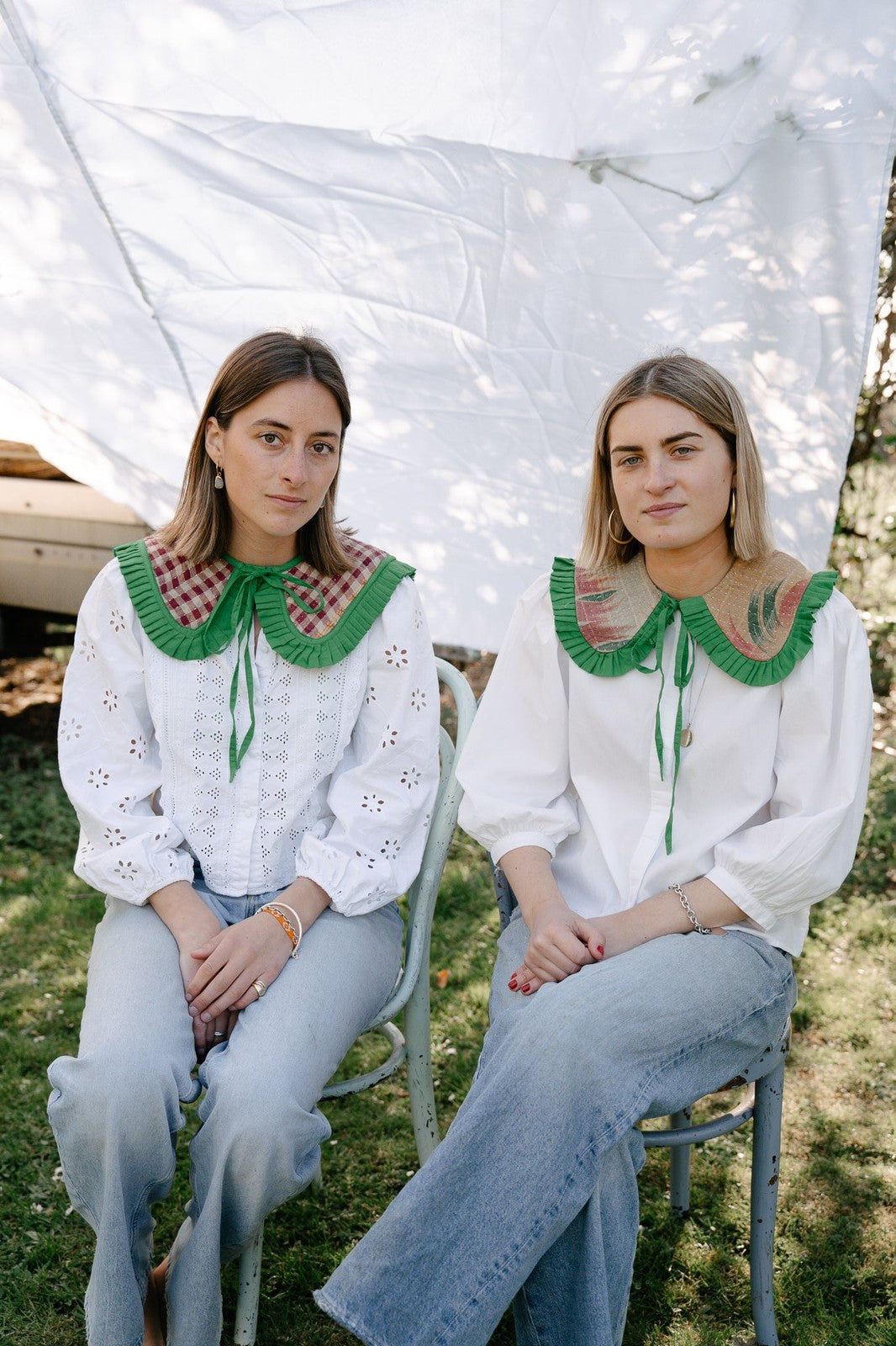 Reversible Kantha Sailor Collar Green