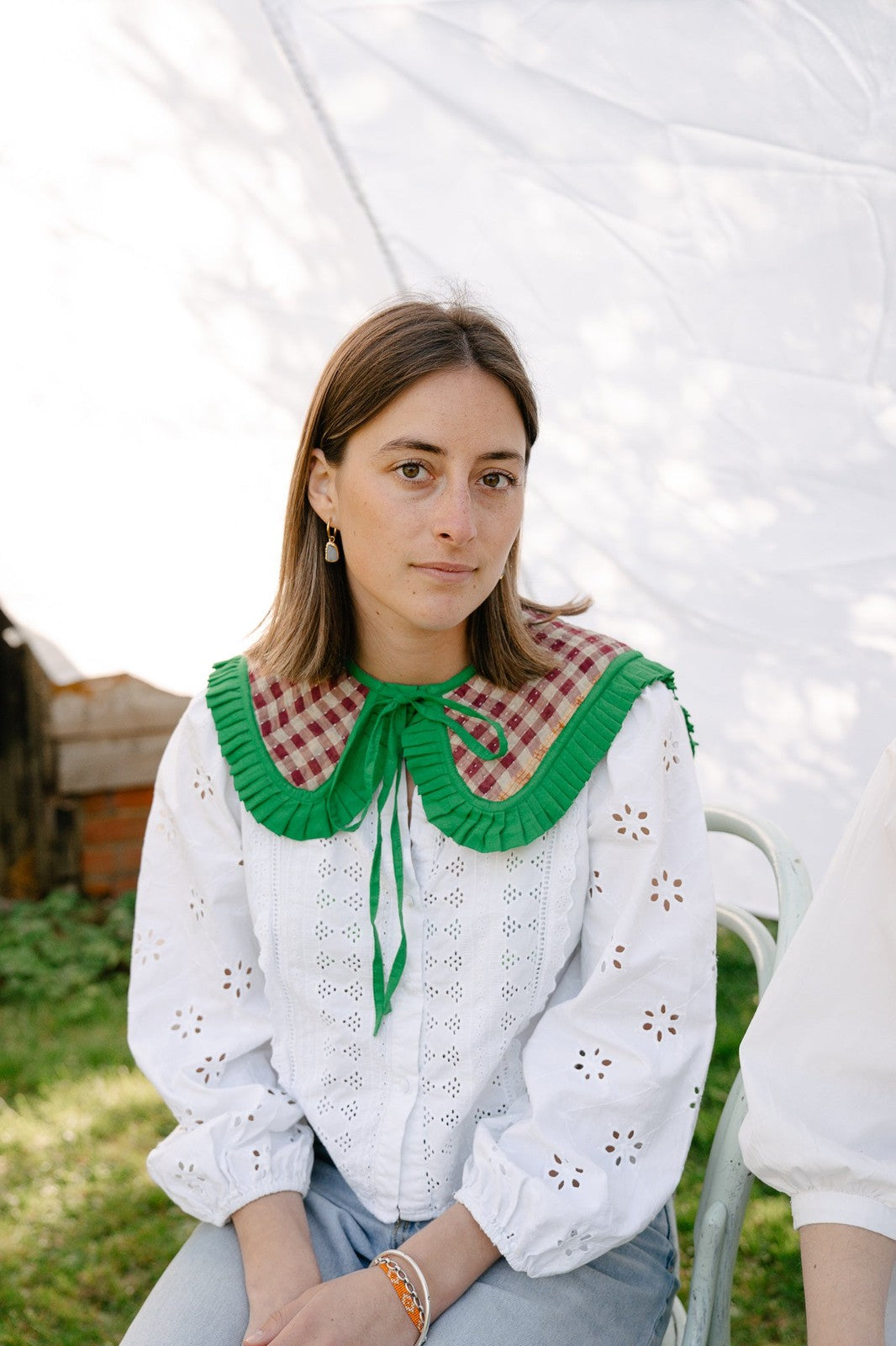 Reversible Kantha Sailor Collar Green