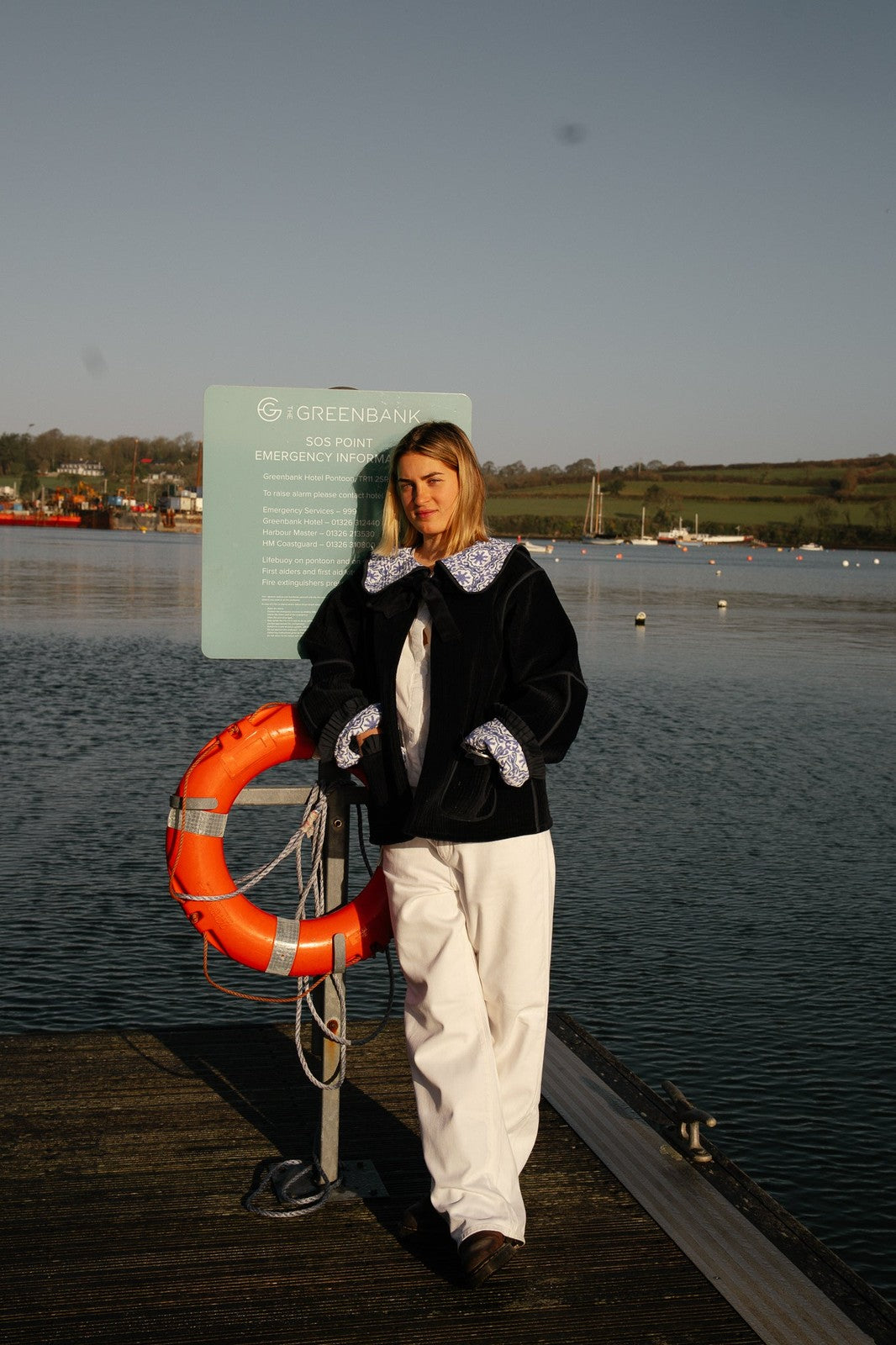 Reversible Sailor Collar Jacket - Navy Velvet and Mauve Geometric Block Print