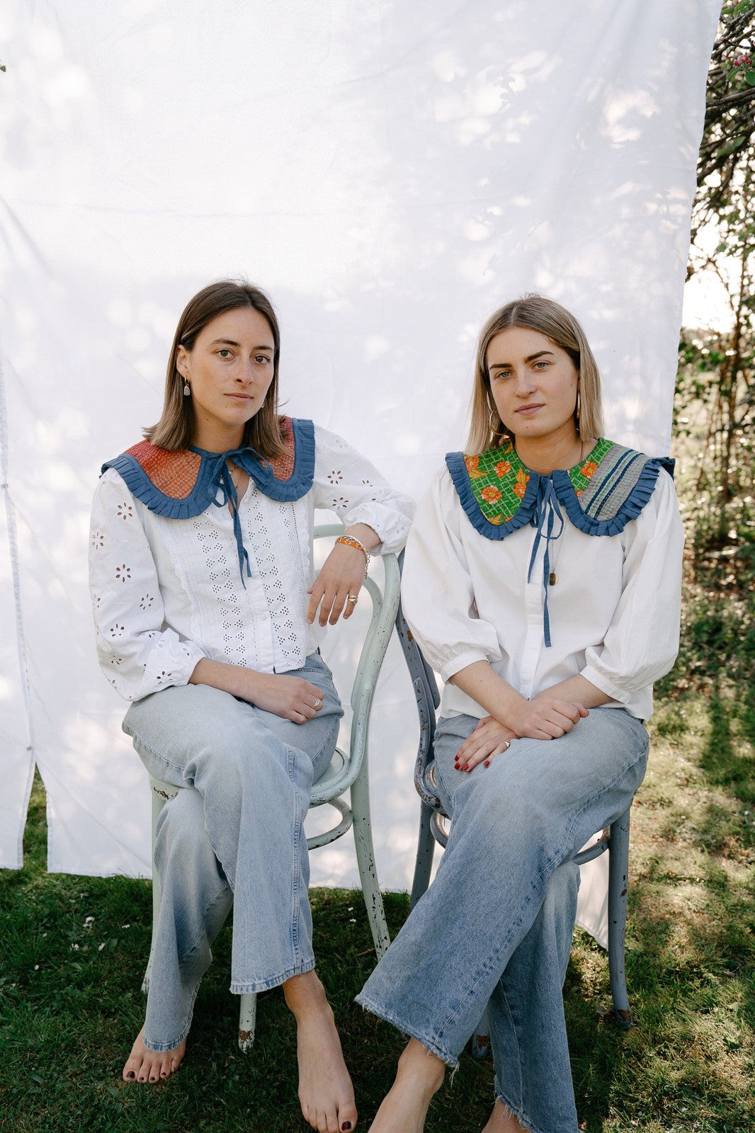 Reversible Kantha Sailor Collar Blue