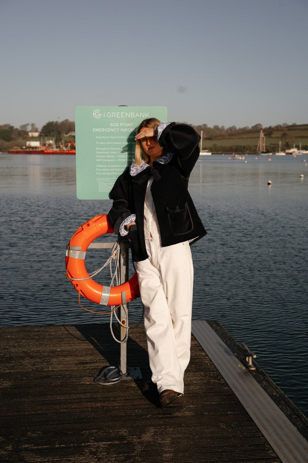 Reversible Sailor Collar Jacket - Navy Velvet and Mauve Geometric Block Print