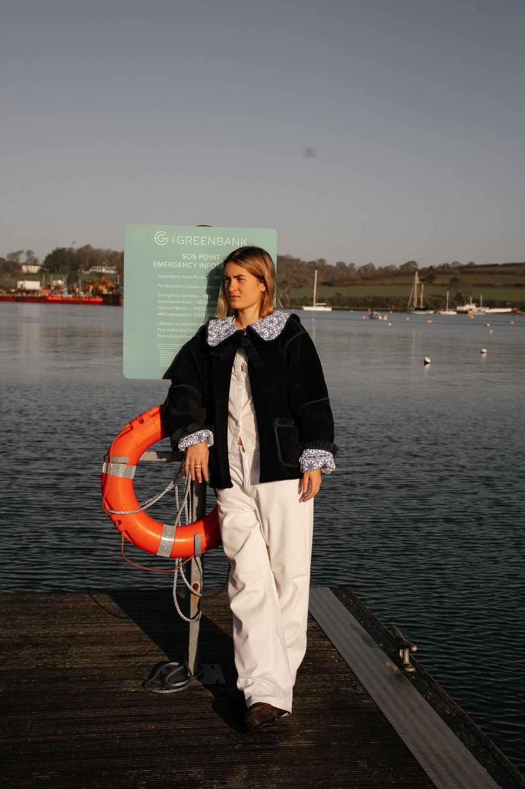 Reversible Sailor Collar Jacket - Navy Velvet and Mauve Geometric Block Print