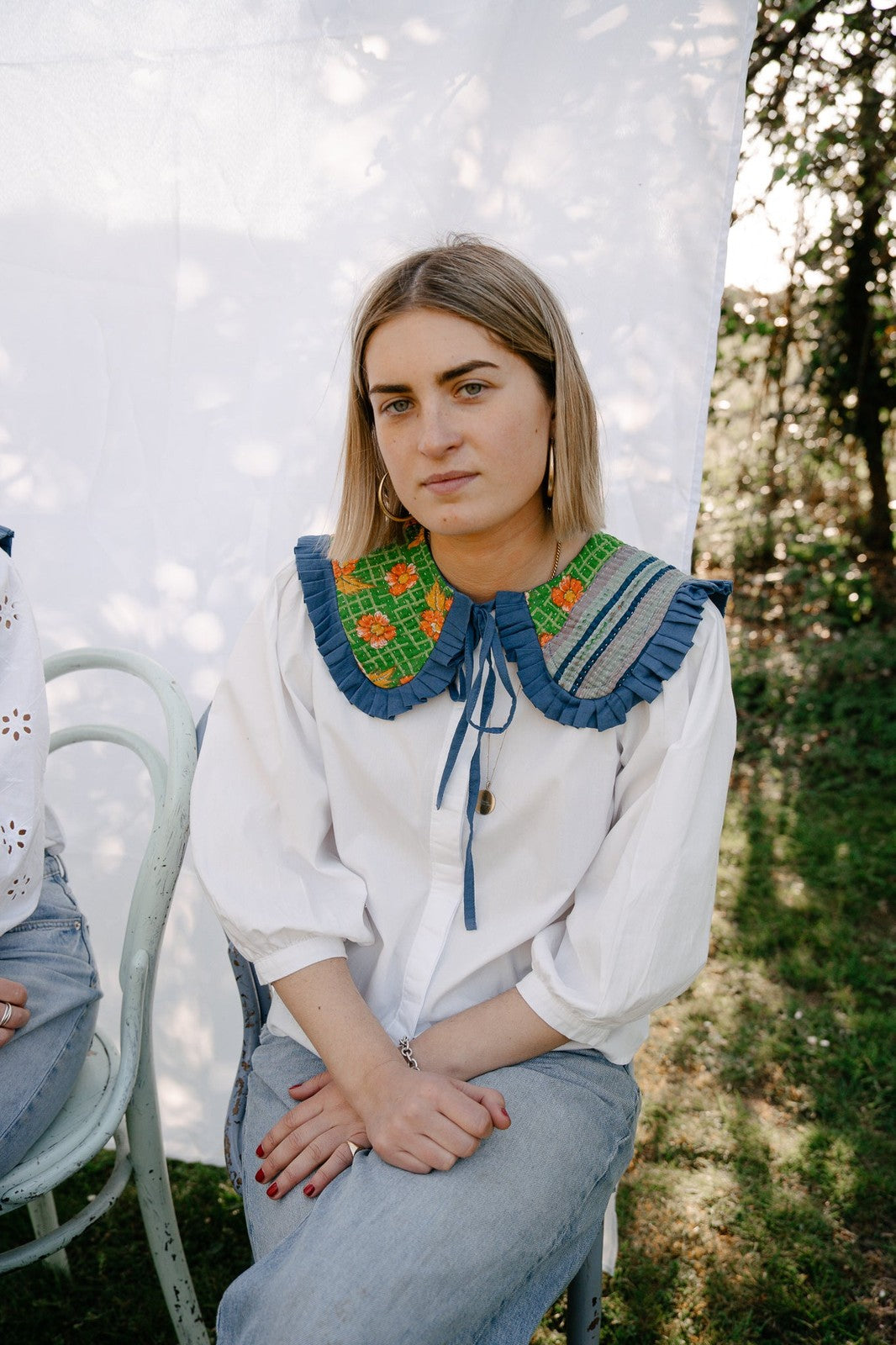 Reversible Kantha Sailor Collar Blue