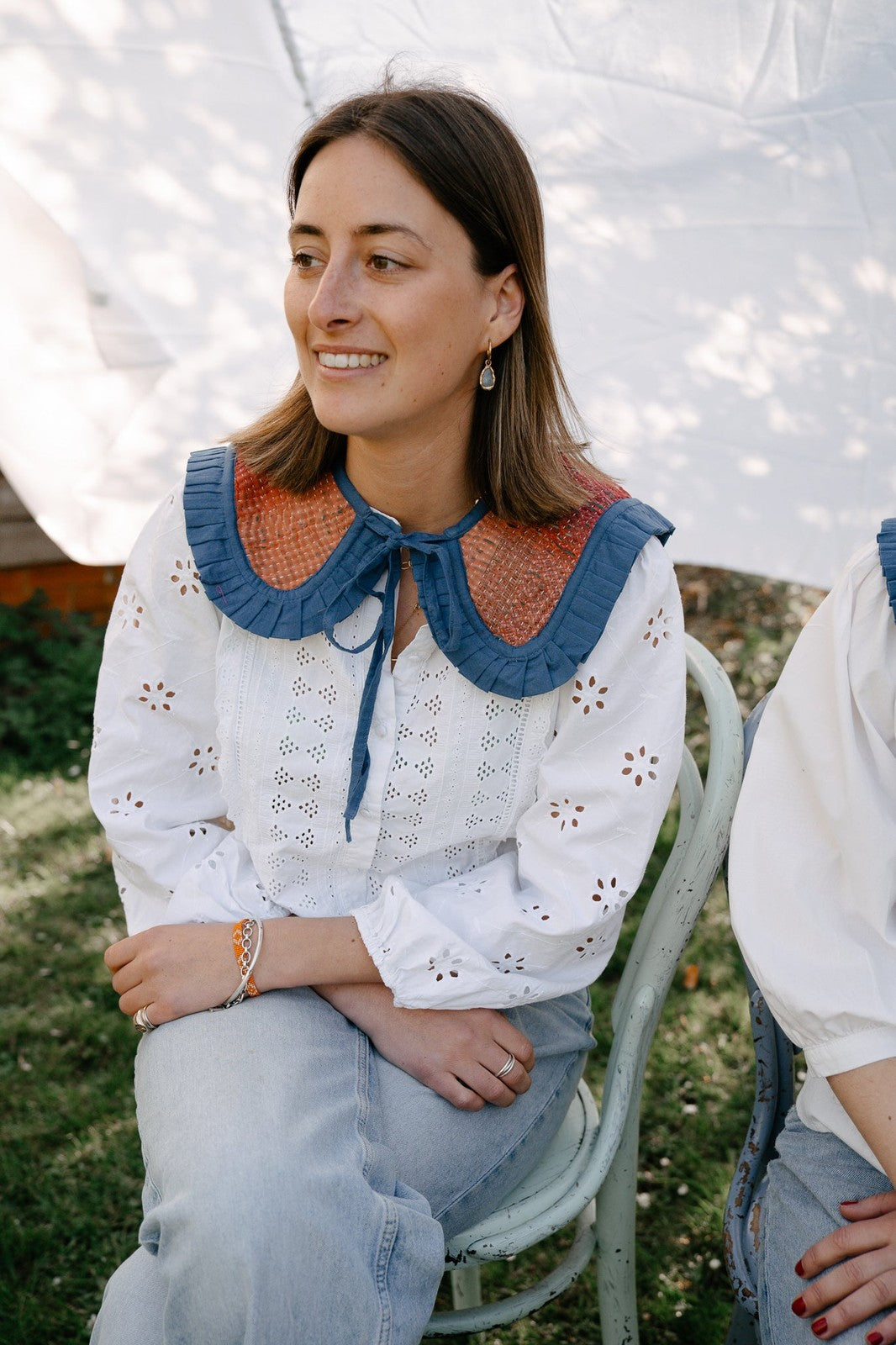 Reversible Kantha Sailor Collar Blue