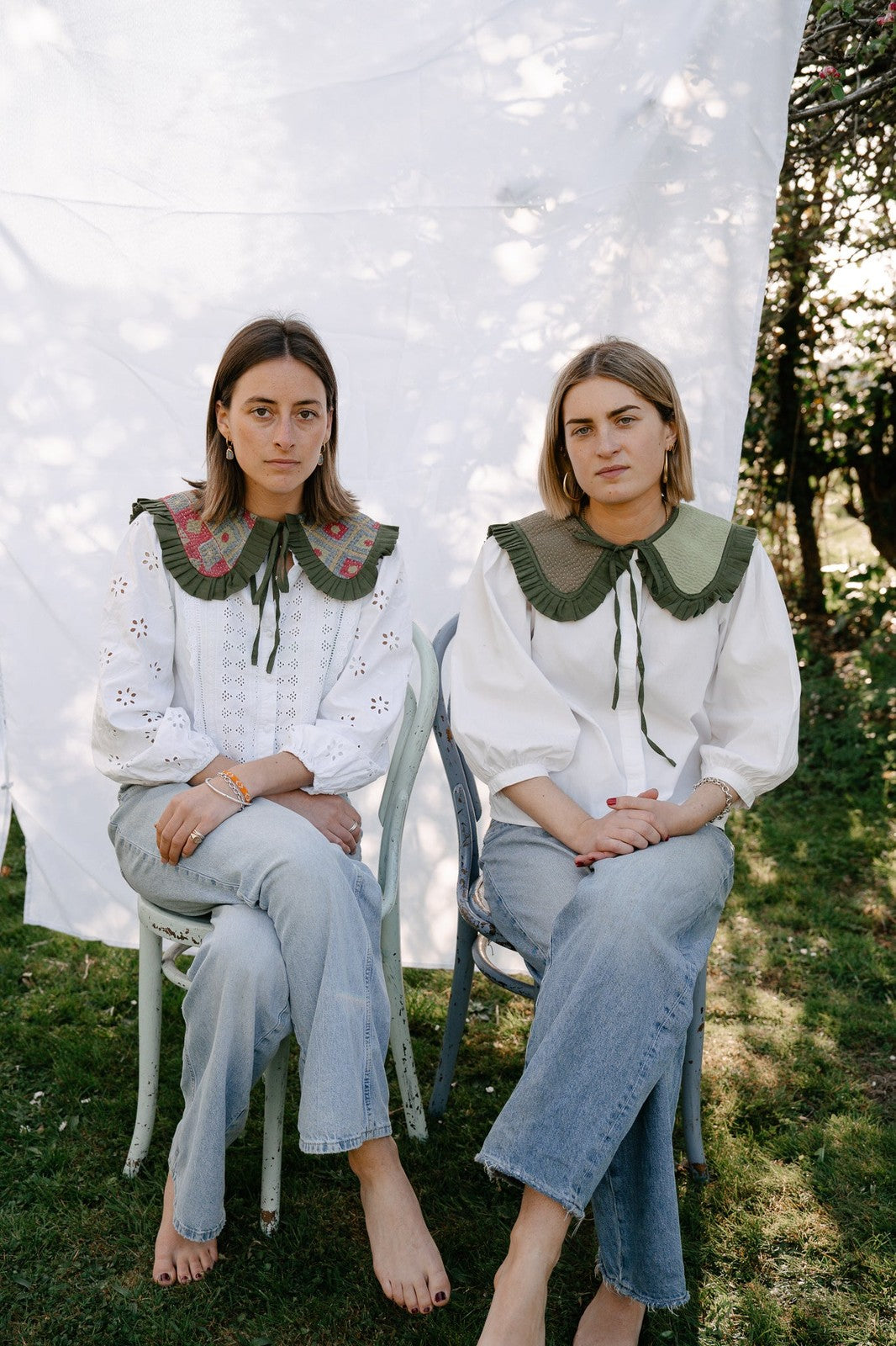 Reversible Kantha Sailor Collar Khaki