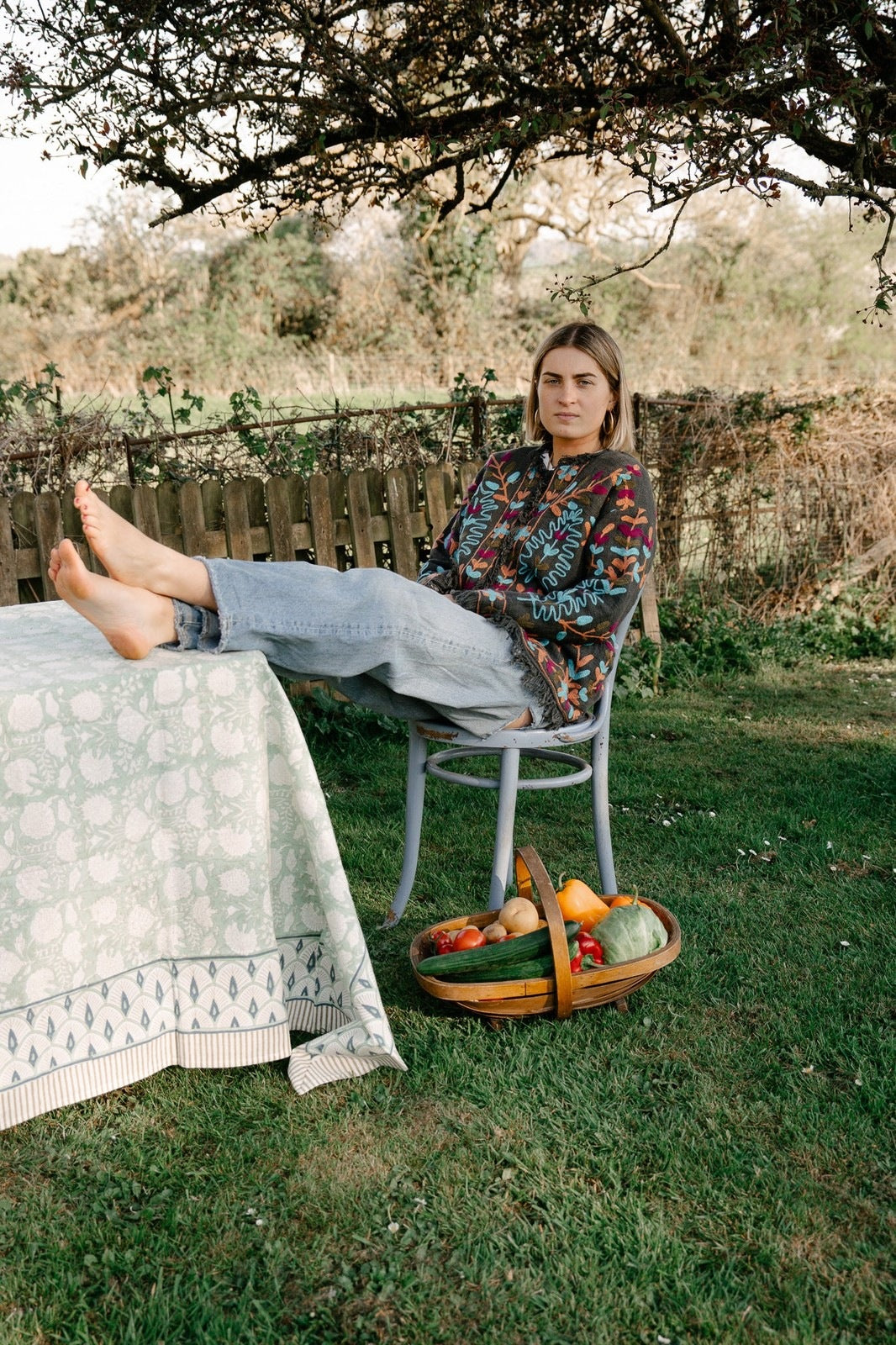 Frayed Edge Bohemian Jacket Grey and Blue