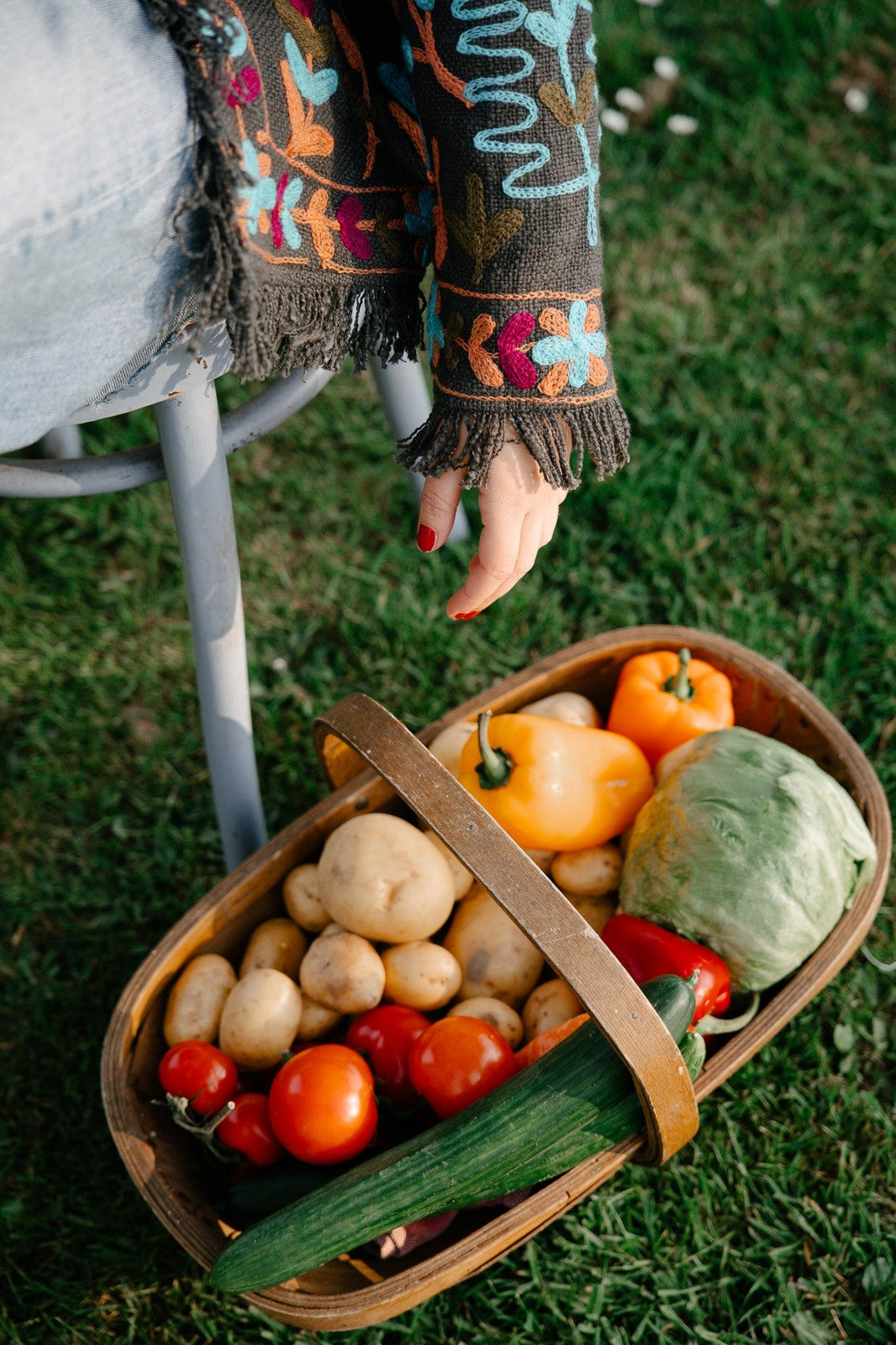 Frayed Edge Bohemian Jacket Grey and Blue