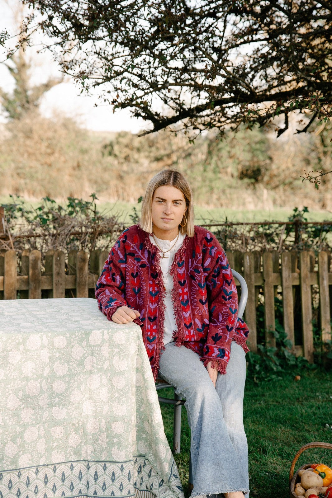 Frayed Edge Bohemian Jacket Merlot and Lilac