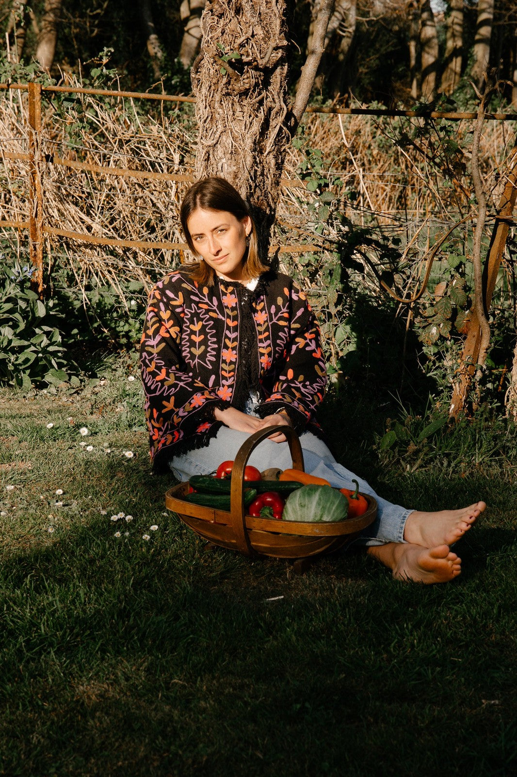 Frayed Edge Bohemian Jacket Black and Purple