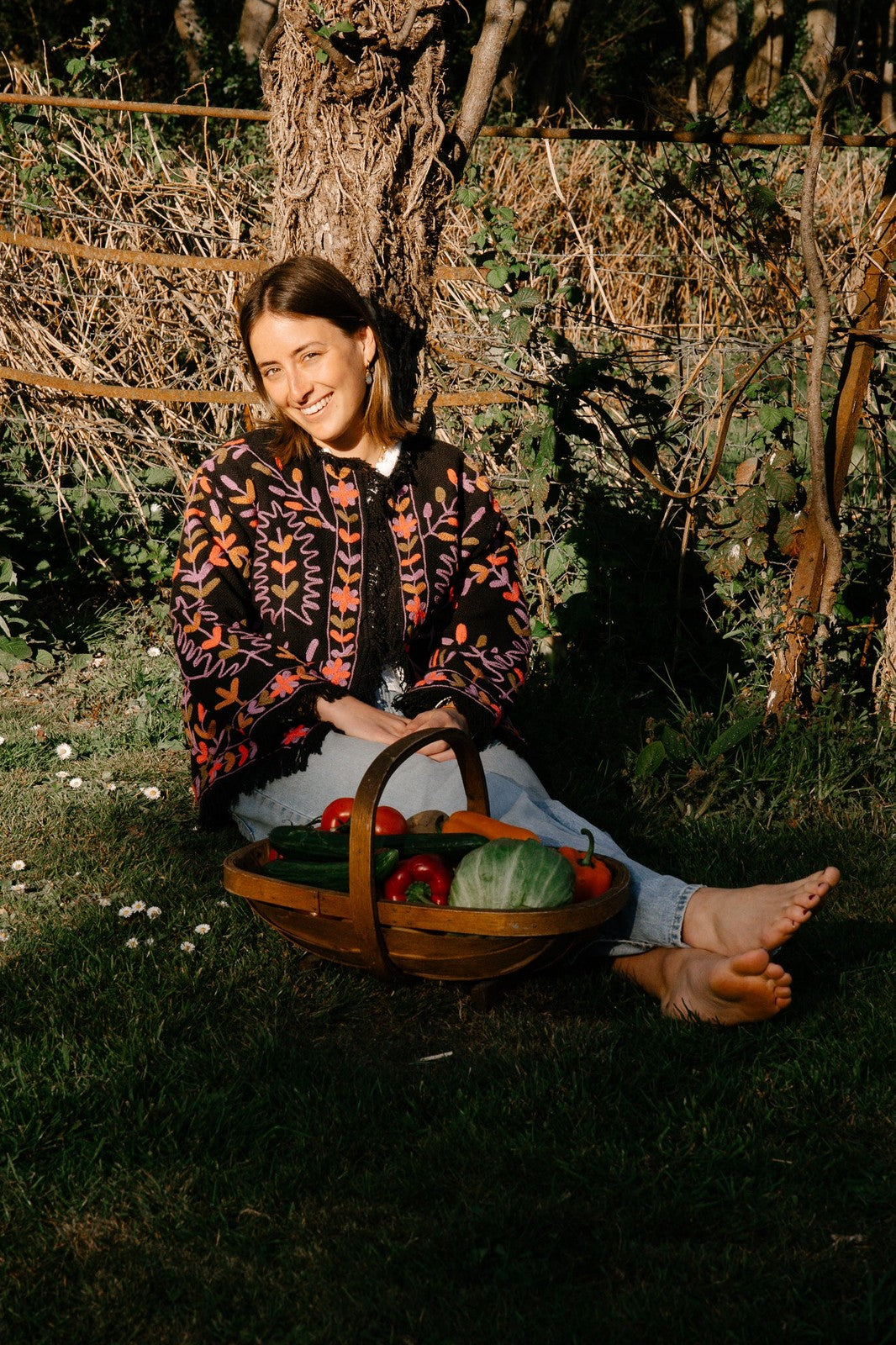 Frayed Edge Bohemian Jacket Black and Purple