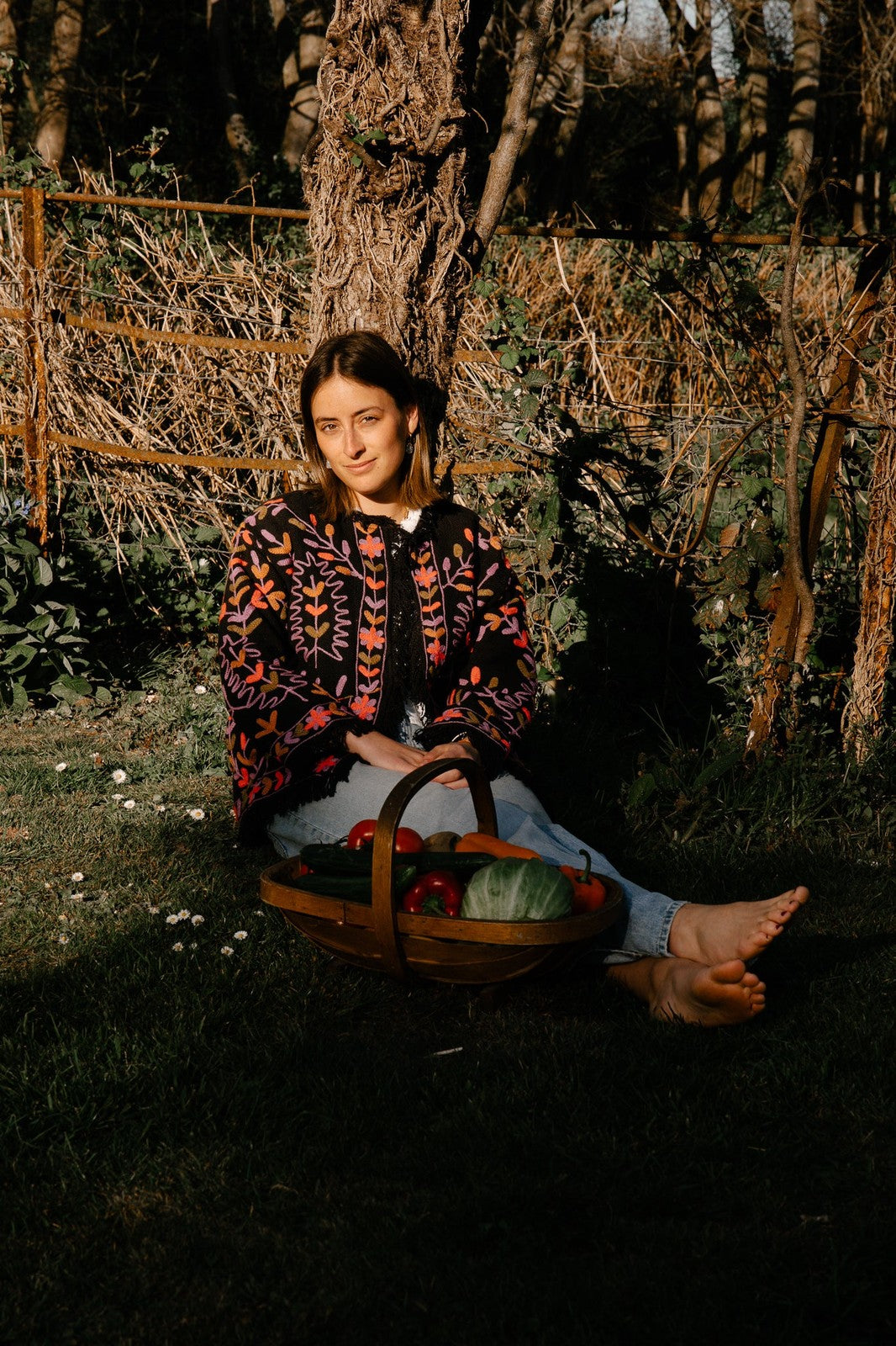 Frayed Edge Bohemian Jacket Black and Purple