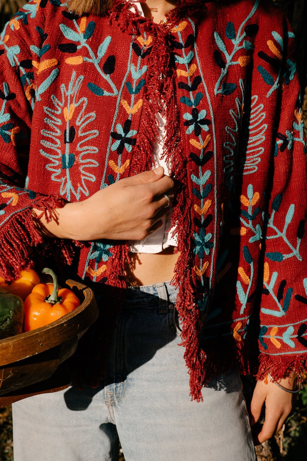 Frayed Edge Bohemian Jacket Merlot and Lilac